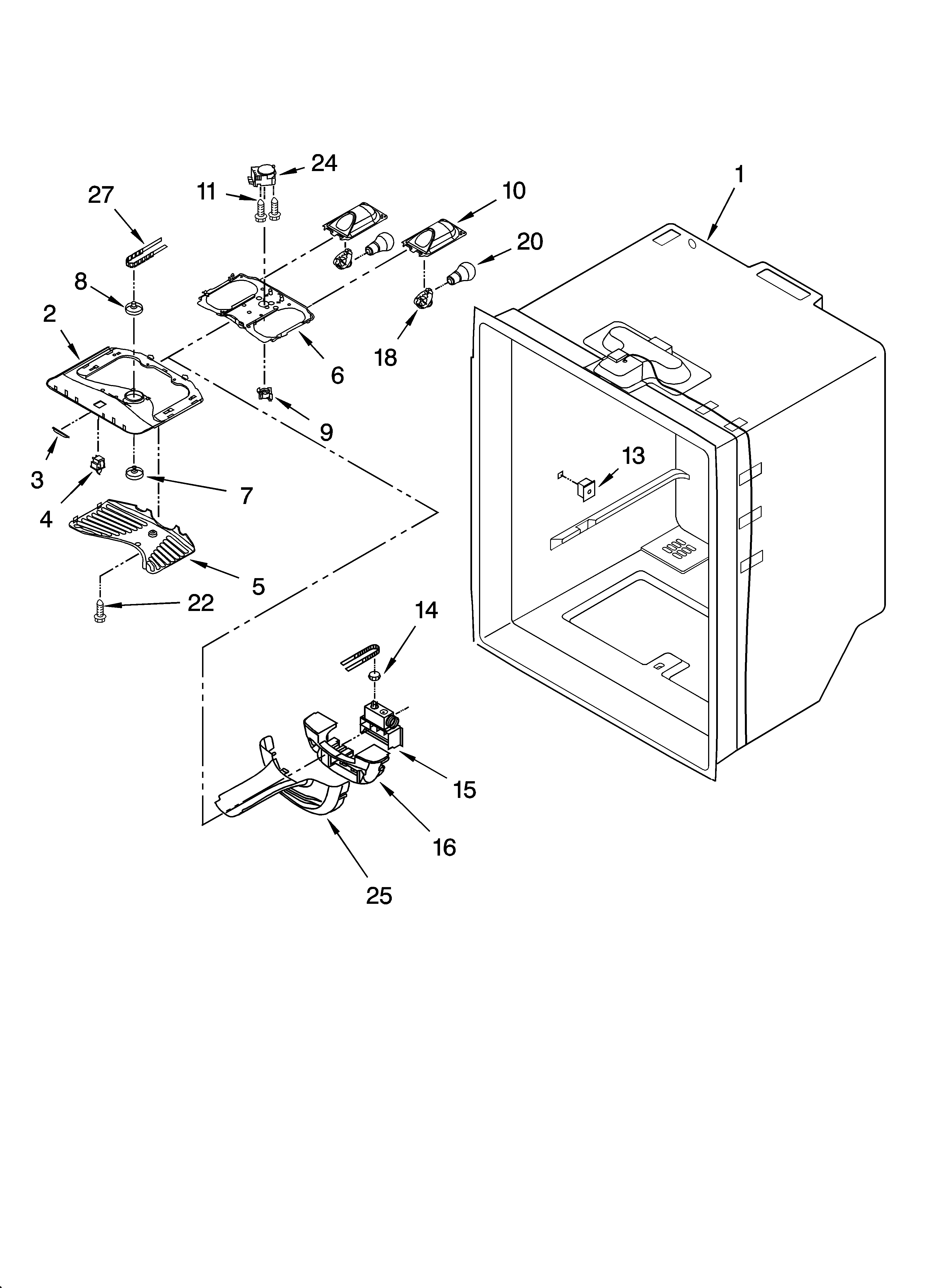 Whirlpool GB2SHKXLQ01 refrigerator liner parts diagram