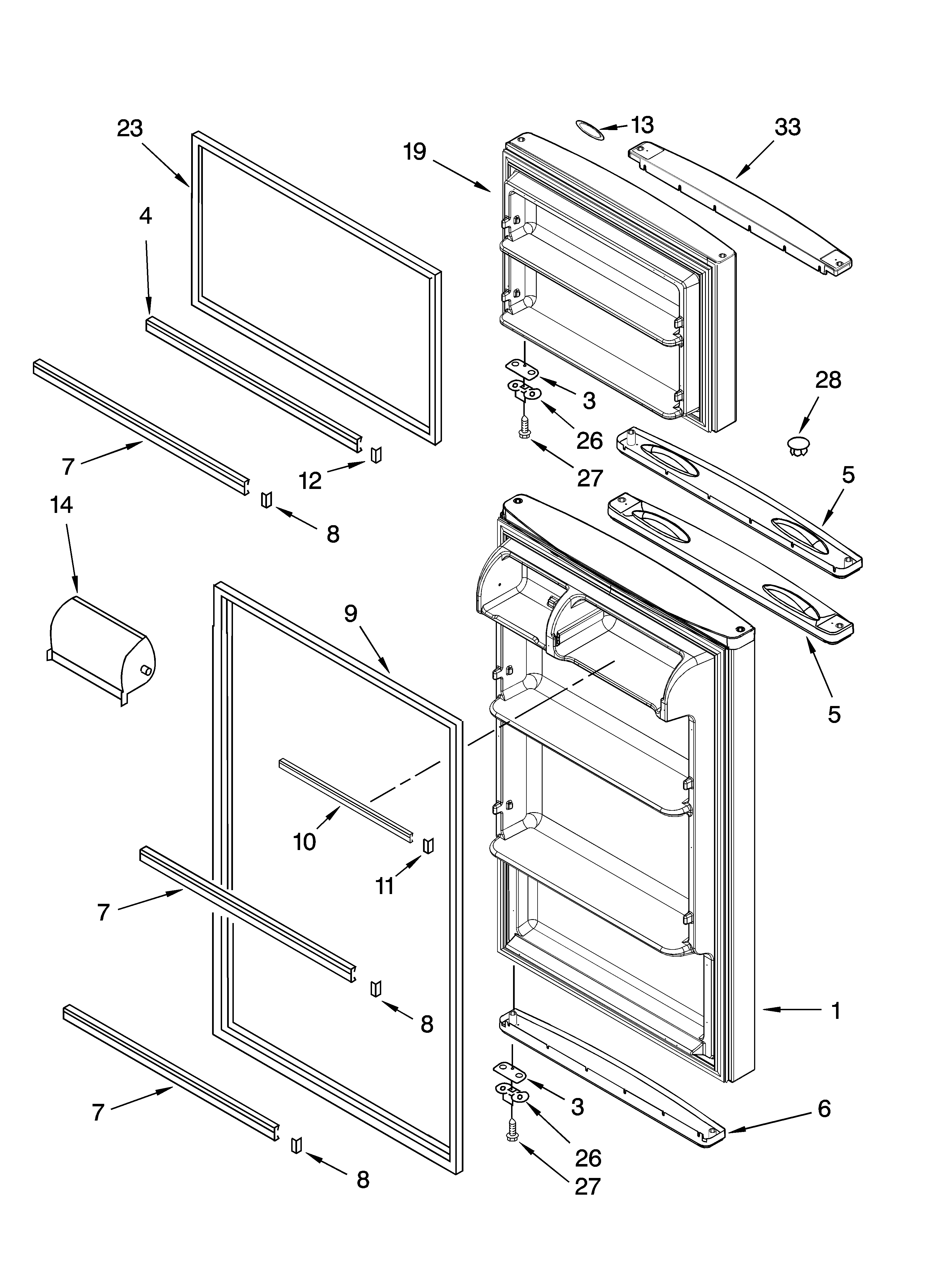 Inglis IST163301 door parts diagram