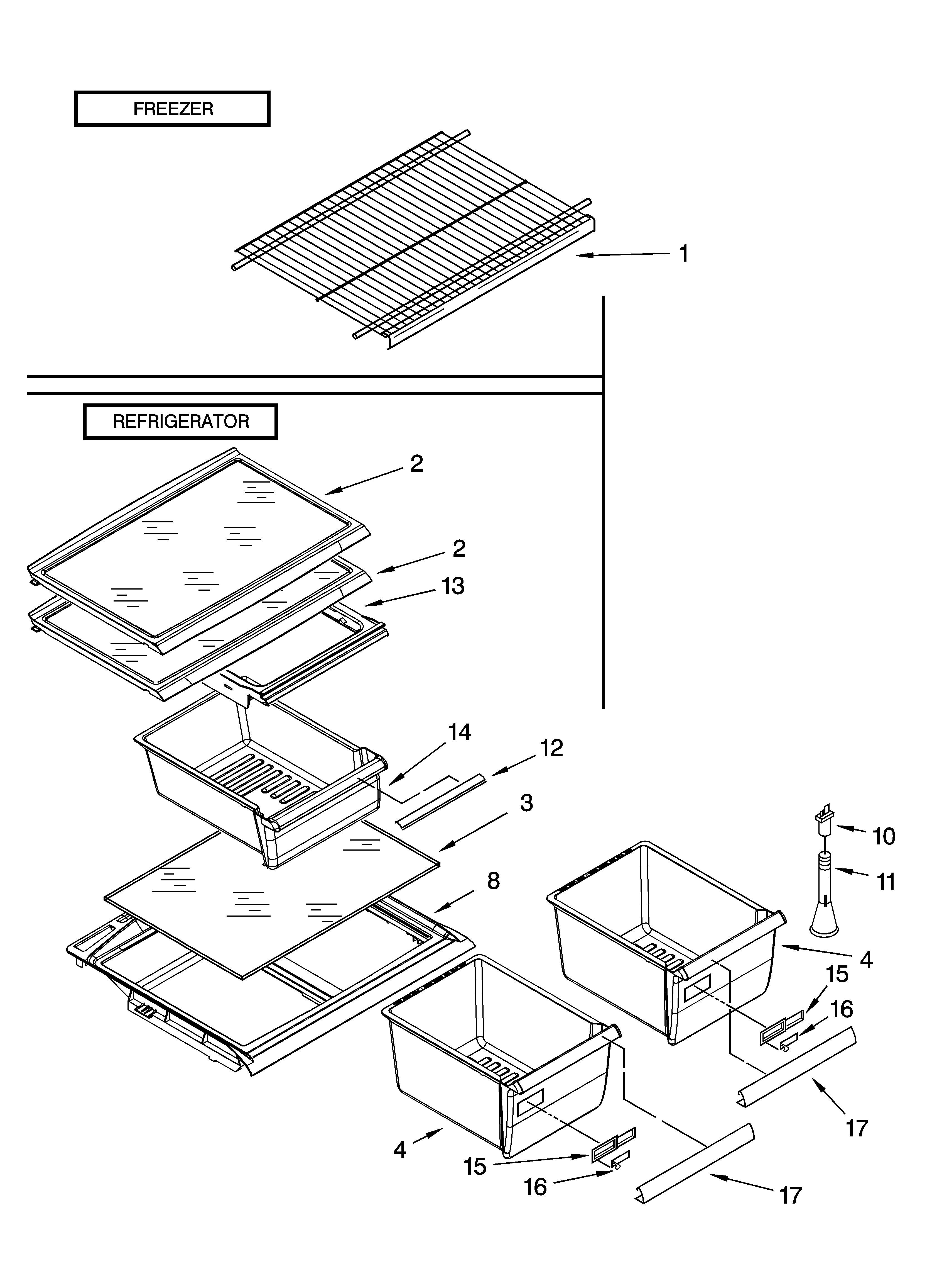 Inglis IST163301 shelf parts, optional parts diagram