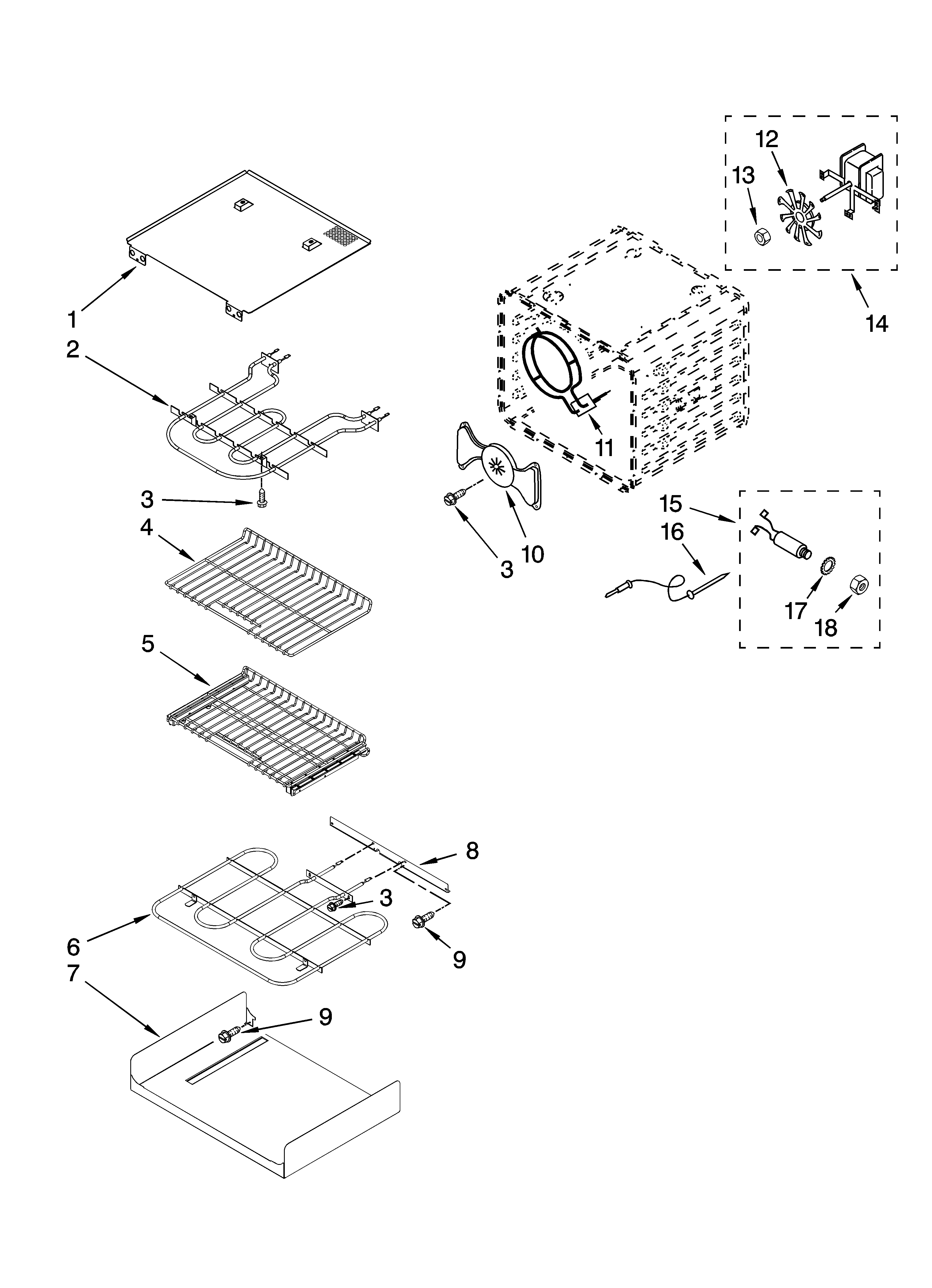KitchenAid KEBS278SWH00 internal oven parts diagram