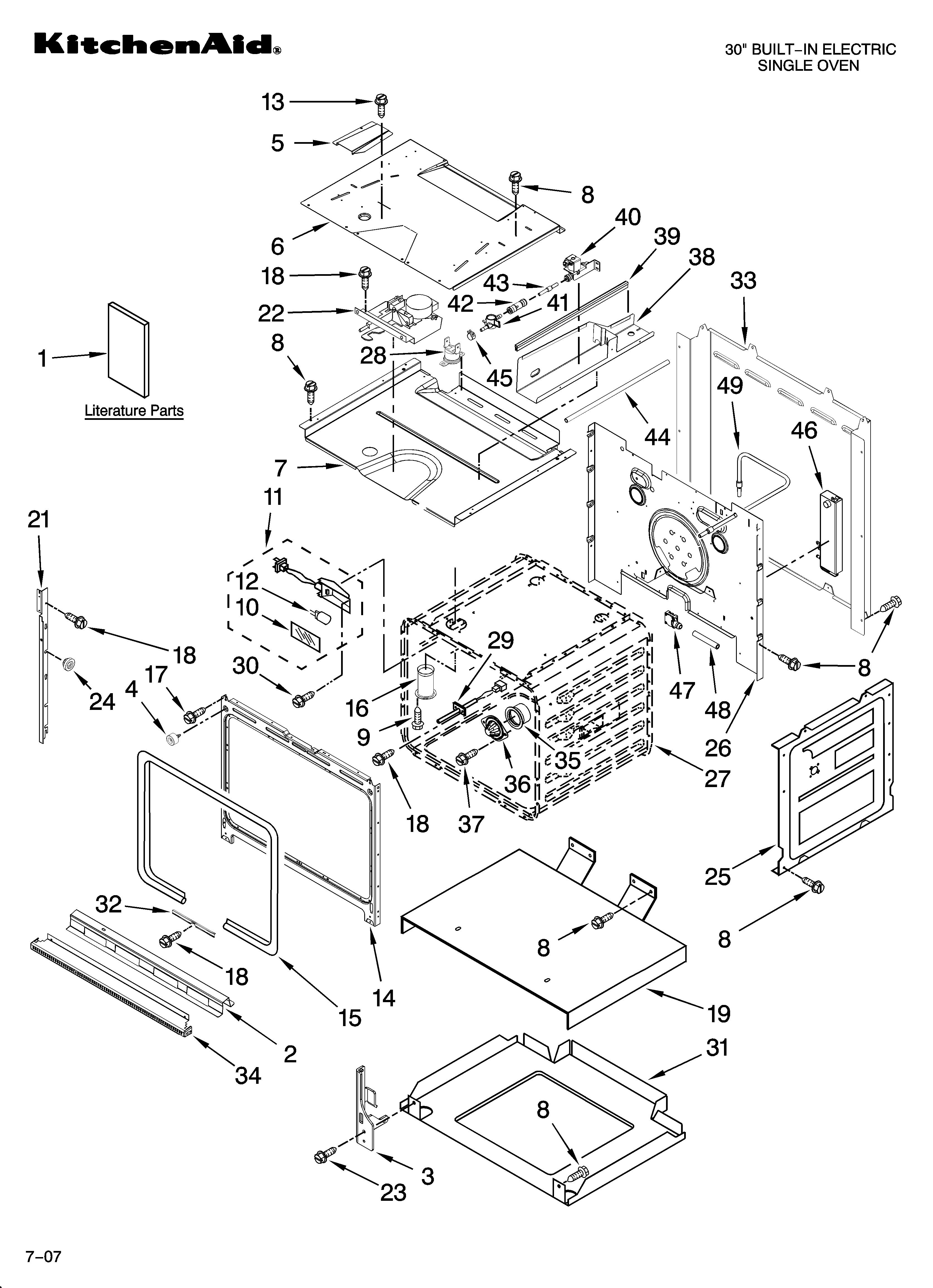 KitchenAid KEBU107SSS00 oven parts diagram