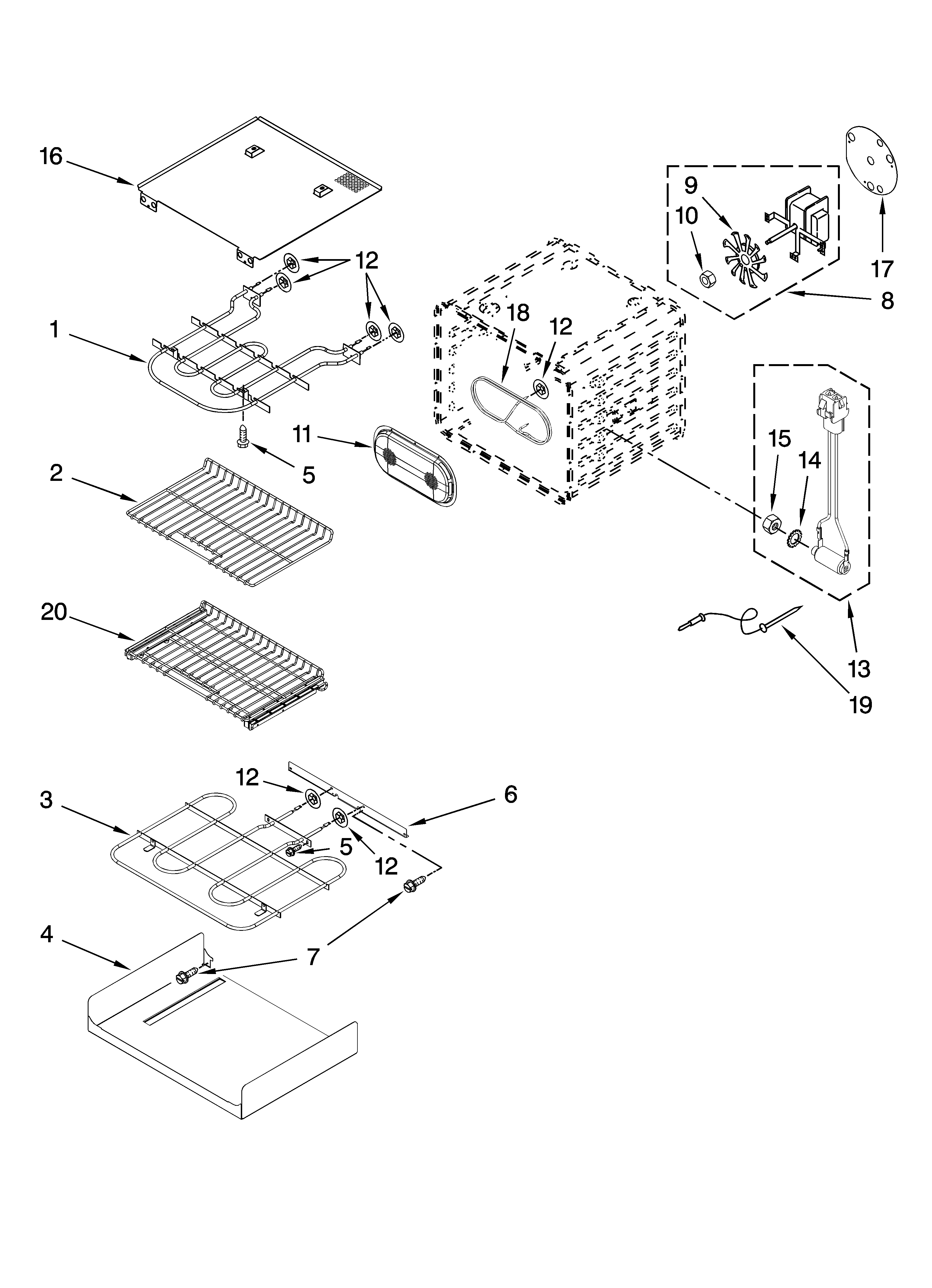 KitchenAid KEBU107SSS00 internal oven parts diagram