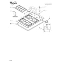 Whirlpool SCS3017RS02 cooktop, burner and grate parts diagram