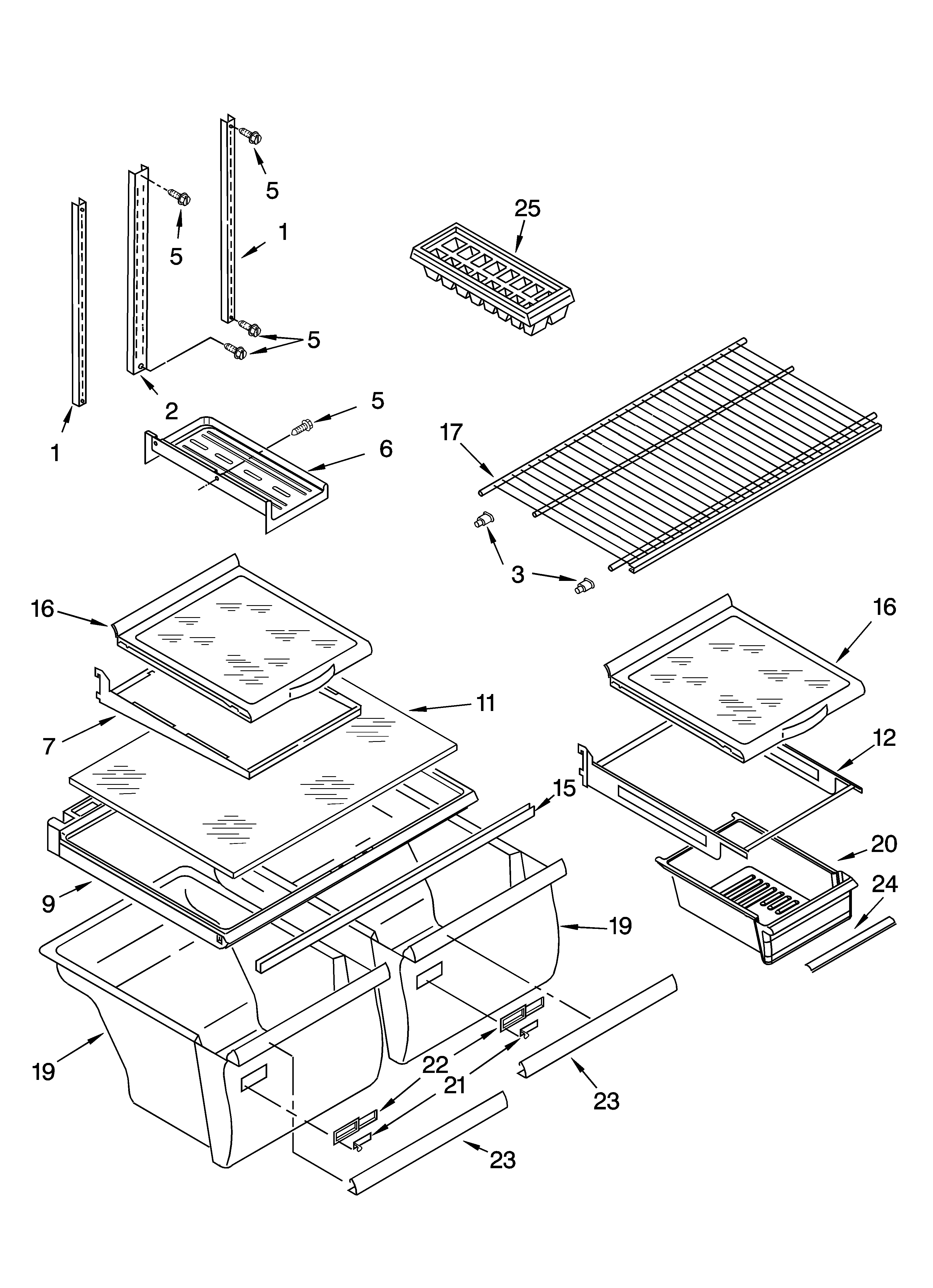 Whirlpool 5GR2SHKXLQ04 shelf parts diagram