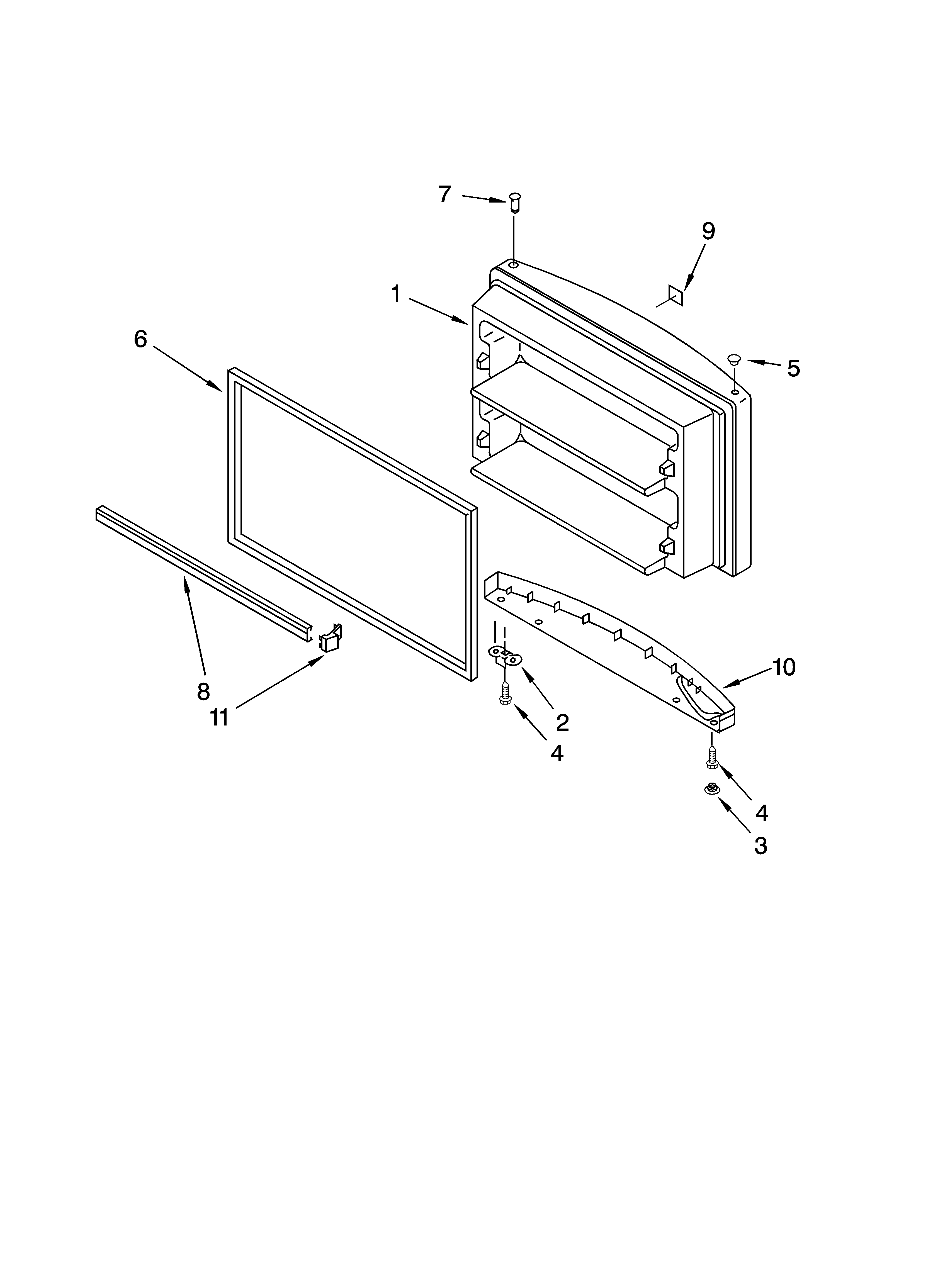 Whirlpool 5GR2SHKXLQ04 freezer door parts, optional parts diagram