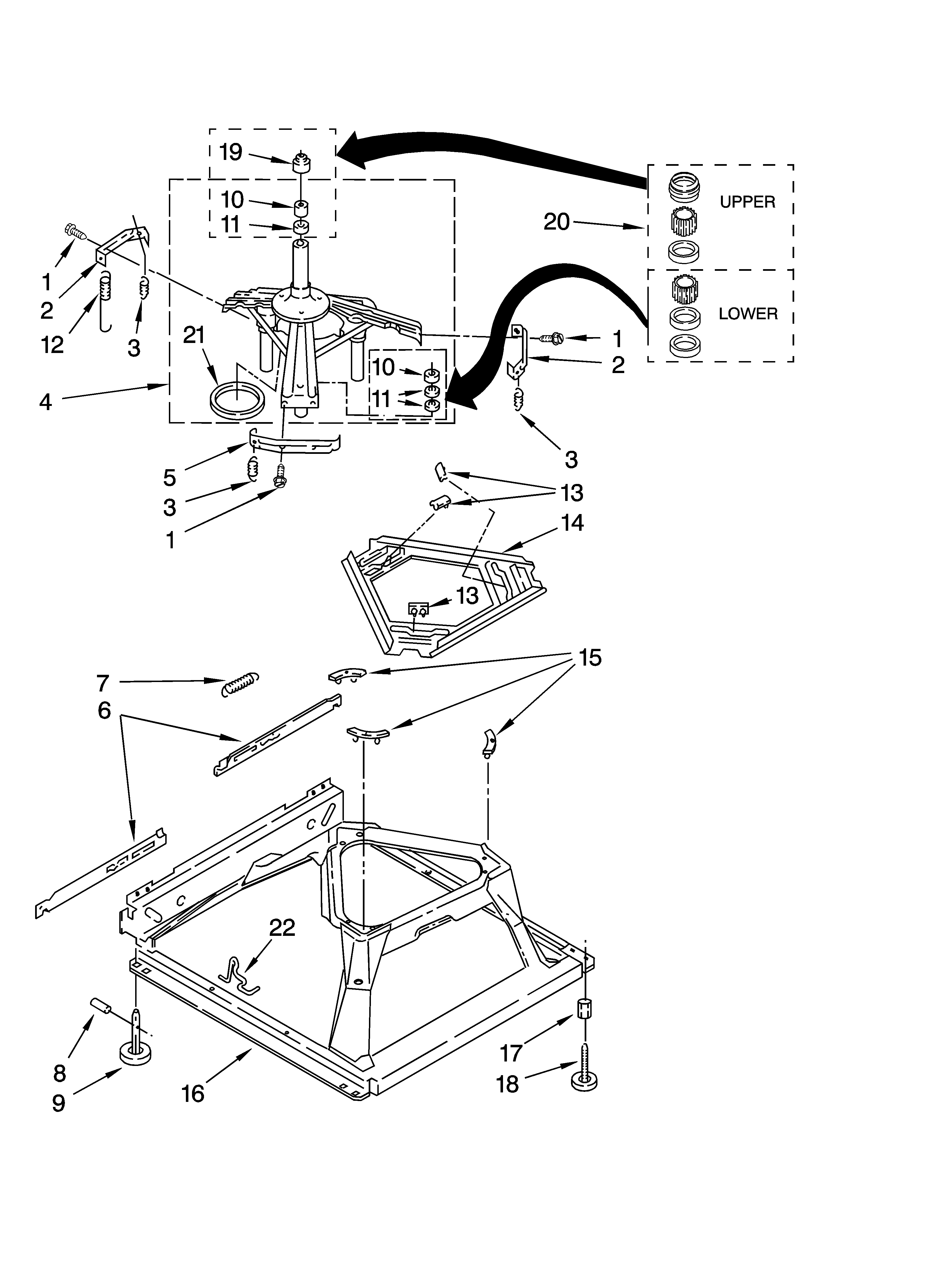 Whirlpool 7MWT96680TT0 machine base parts diagram