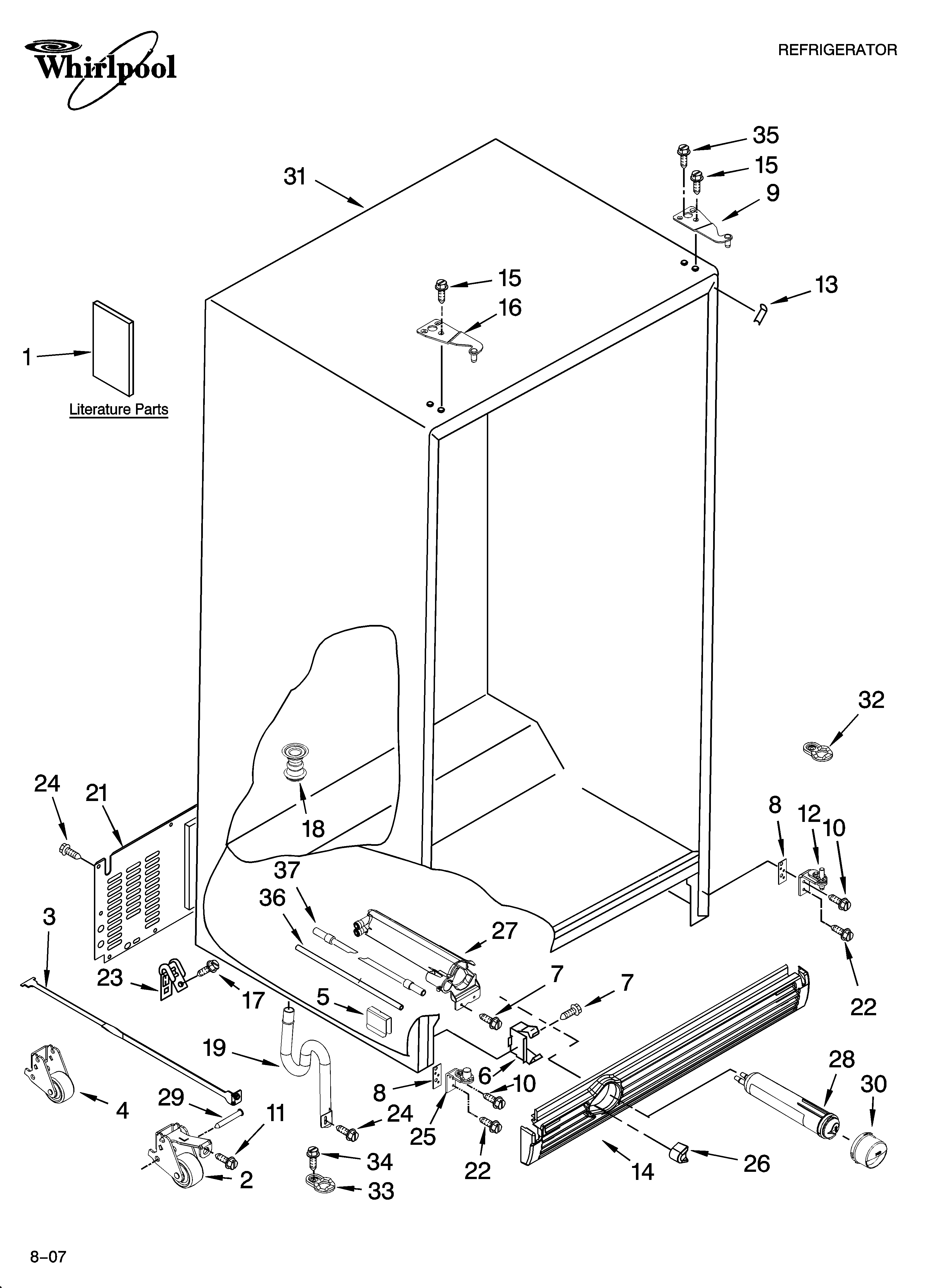 Whirlpool GC5THEXNT03 cabinet parts diagram