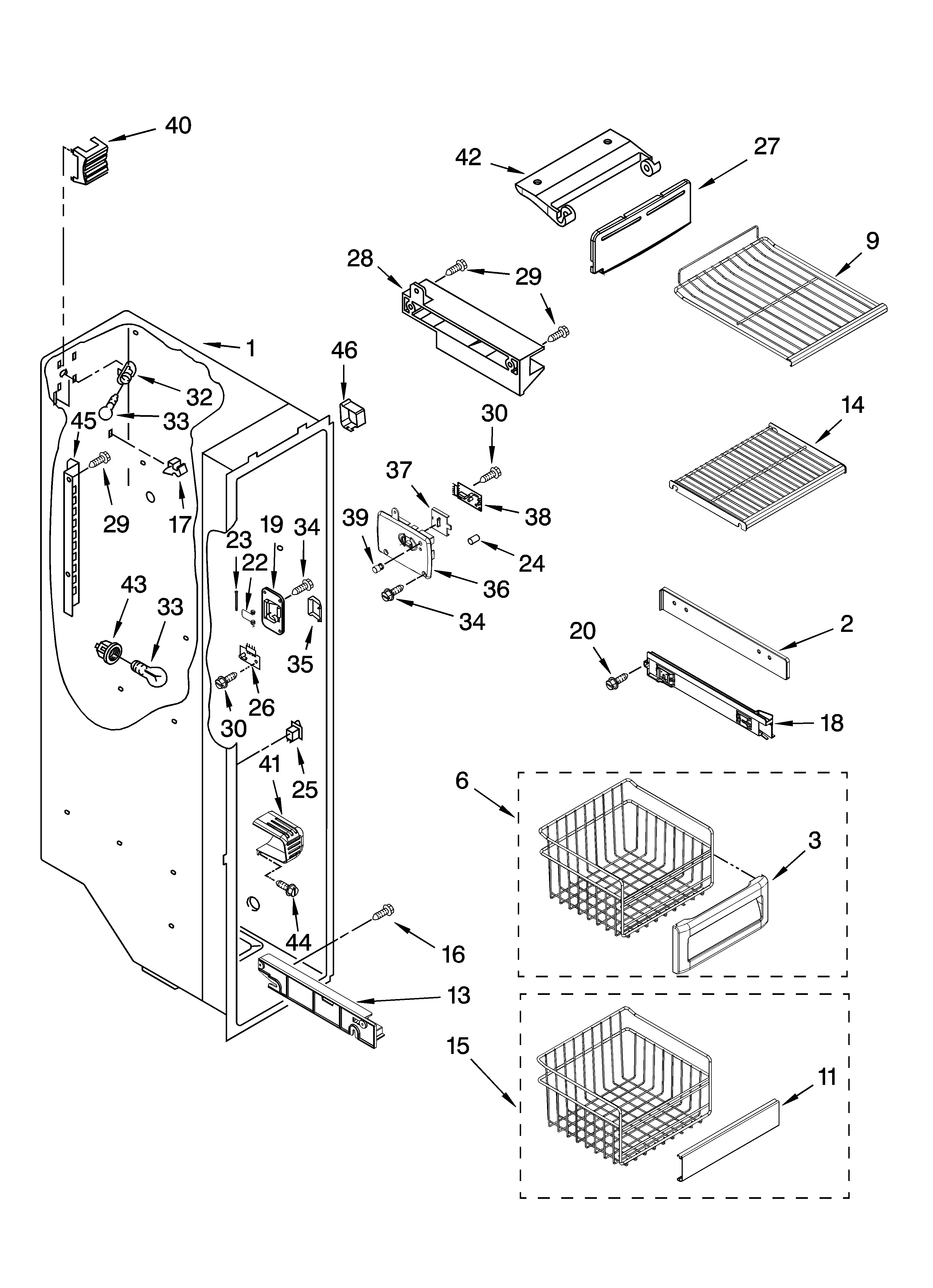 Whirlpool GC5THEXNT03 freezer liner parts diagram
