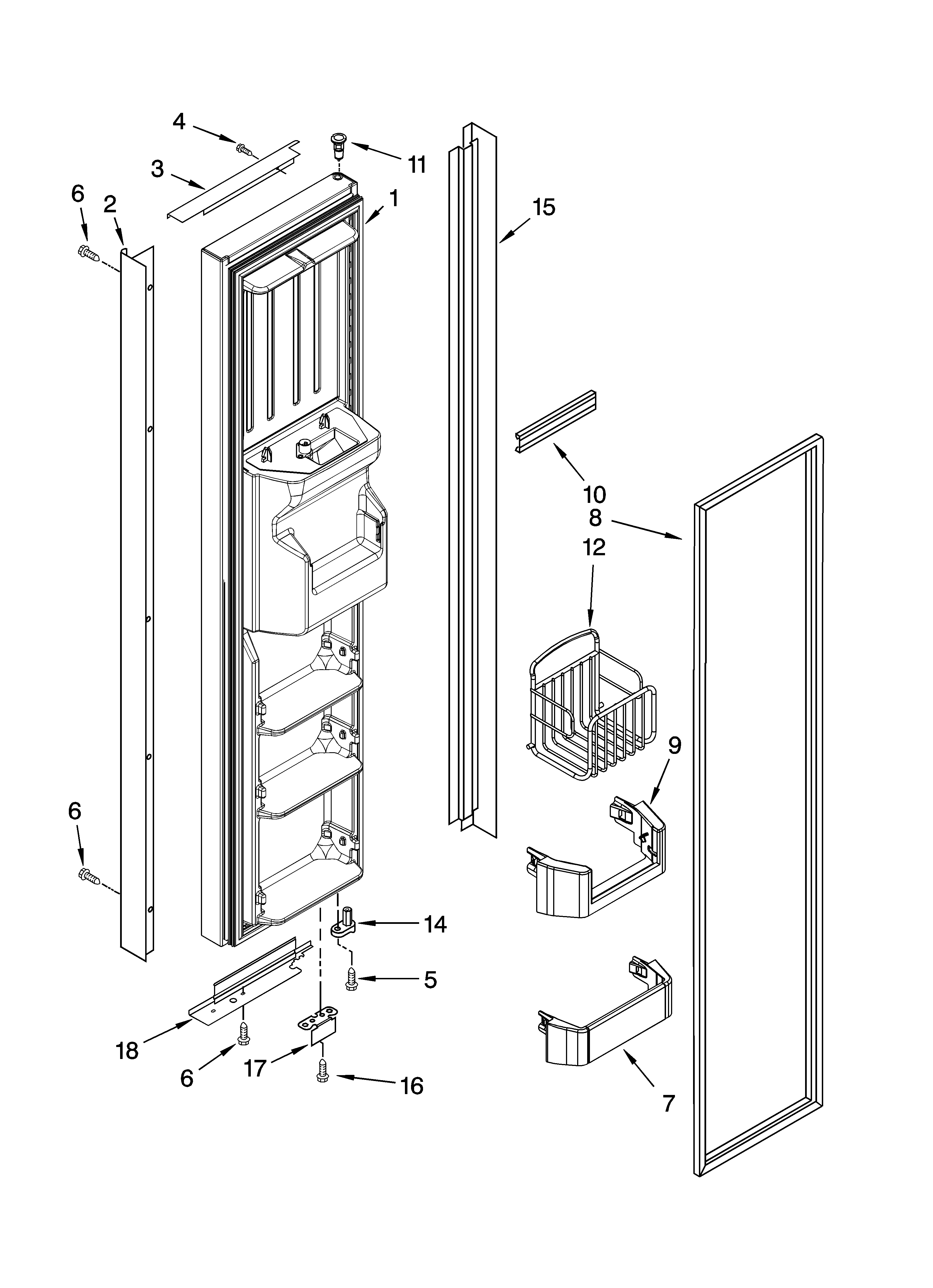Whirlpool GC5THEXNT03 freezer door parts diagram