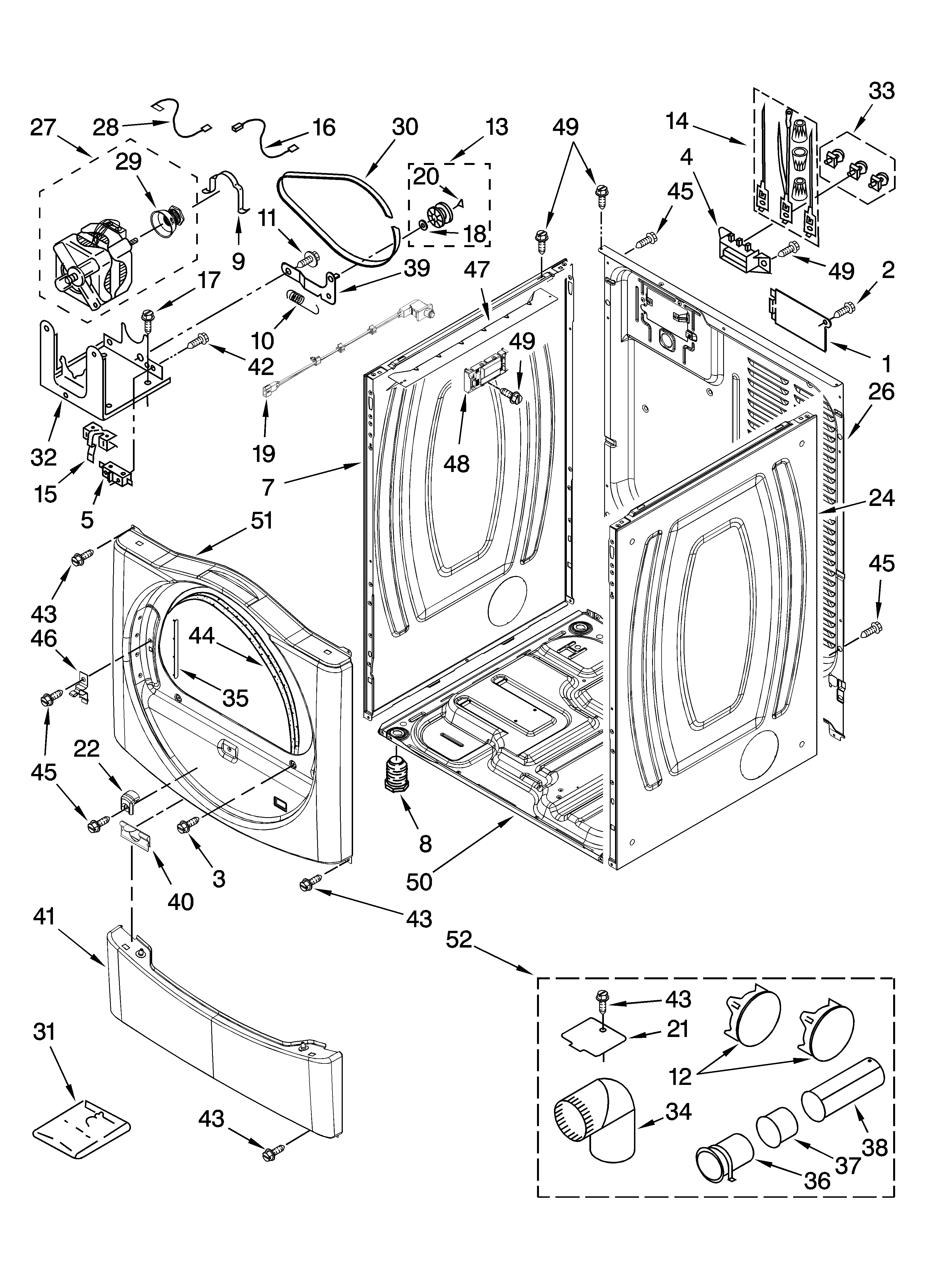 Maytag MEDZ600TK1 cabinet parts diagram
