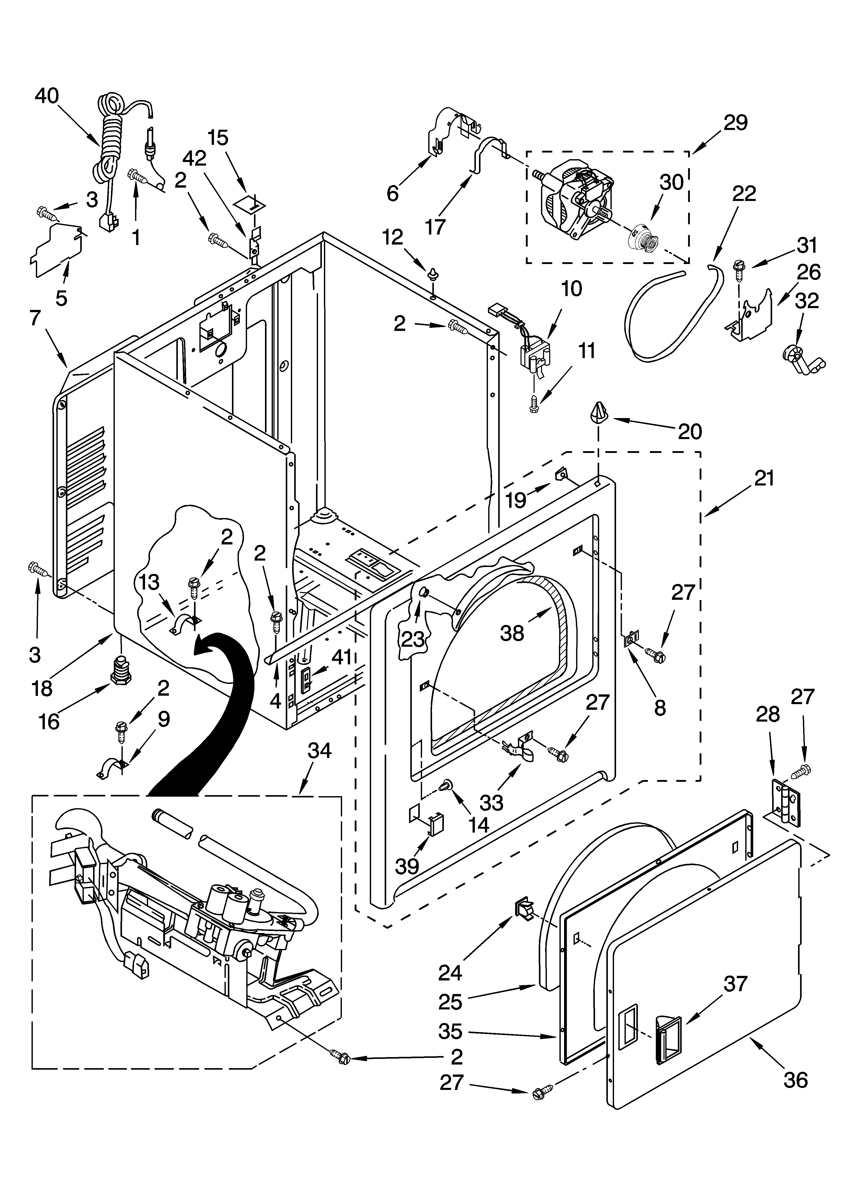 Maytag MGD5830TW0 cabinet parts diagram