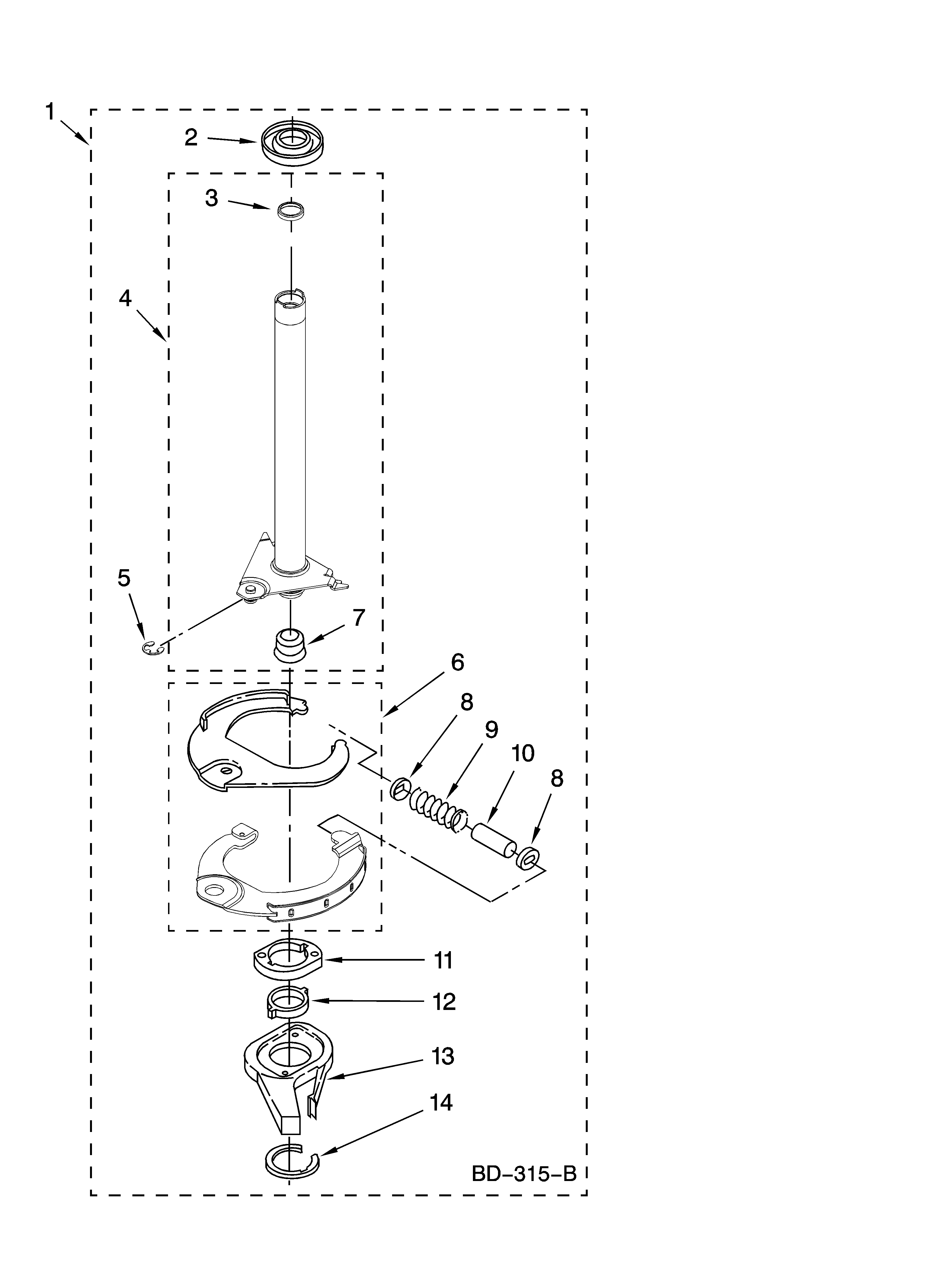 Amana NTW5245TQ0 brake and drive tube parts diagram