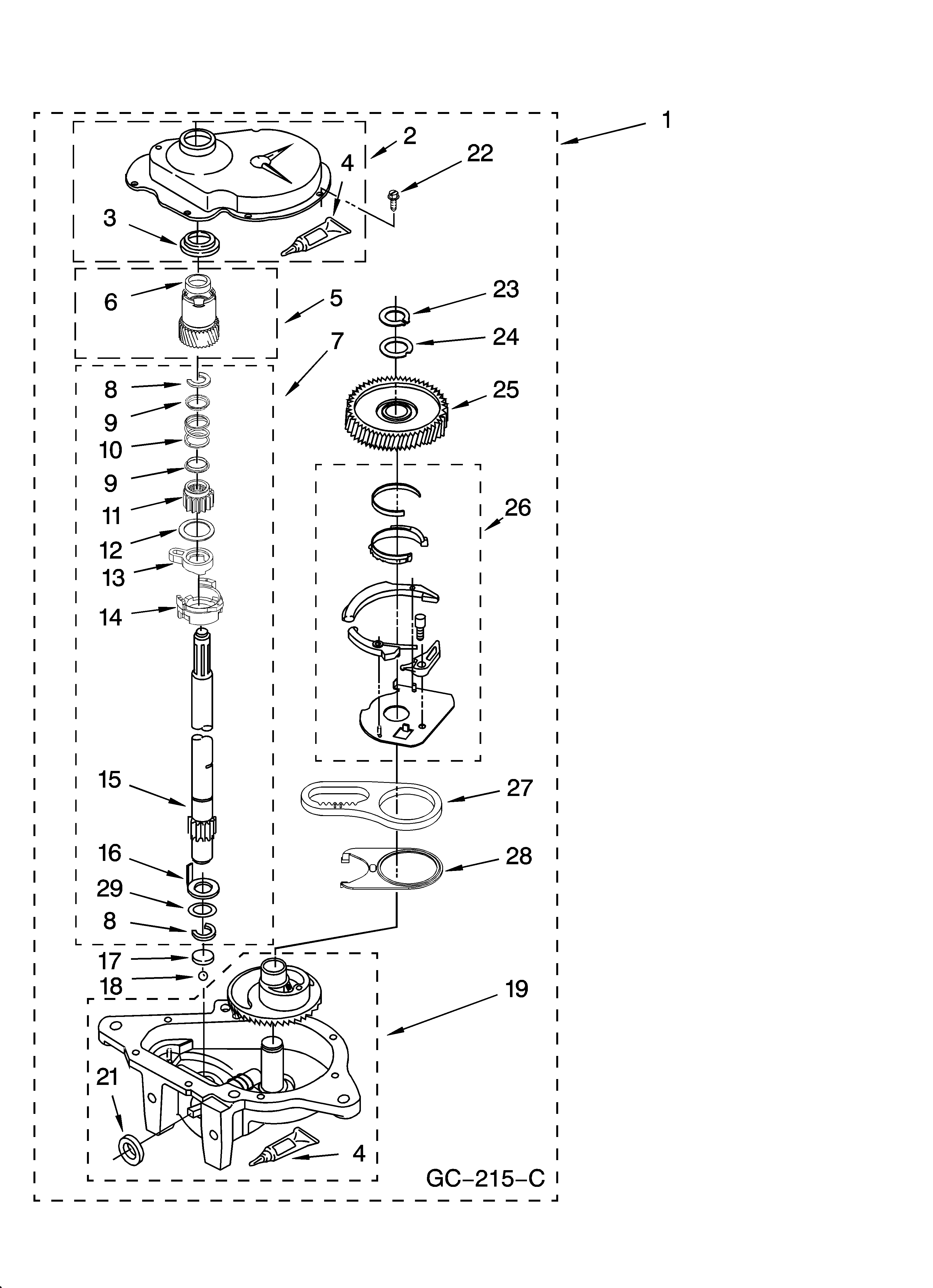 Amana NTW5245TQ0 gearcase parts, optional parts (not included) diagram