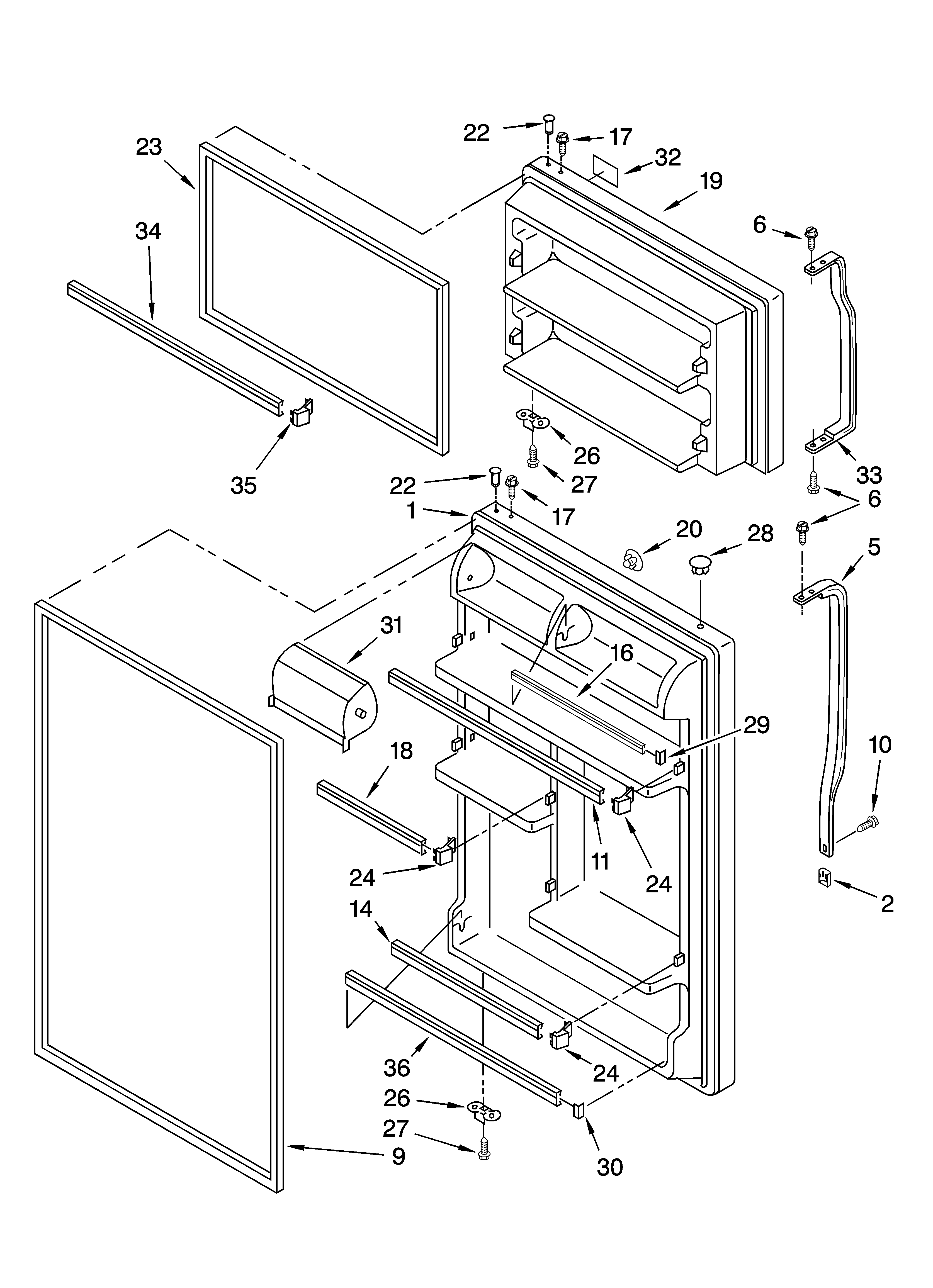 Whirlpool 5VET0WPKLQ05 door parts diagram