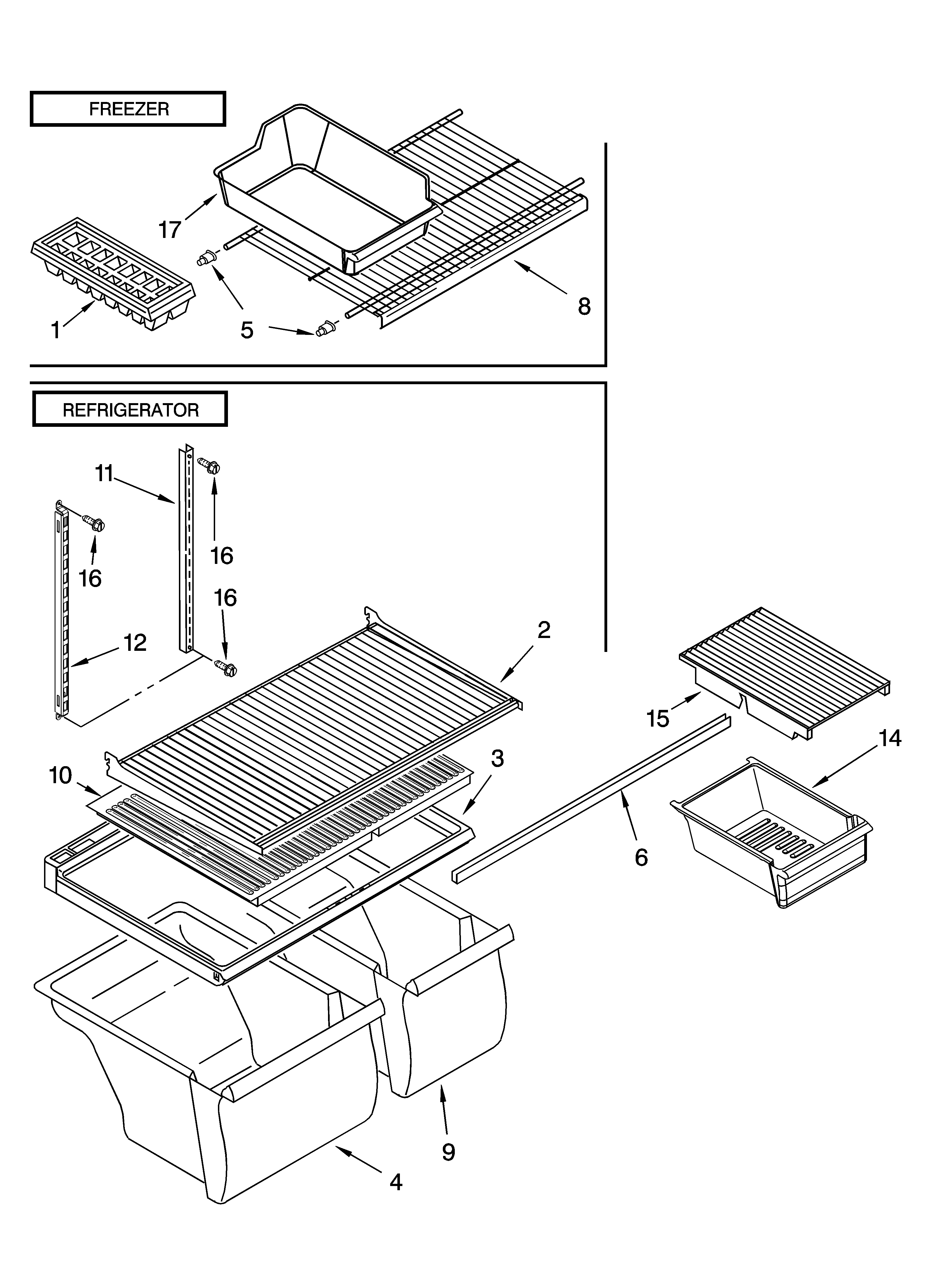 Whirlpool 5VET0WPKLQ05 shelf parts, optional parts diagram