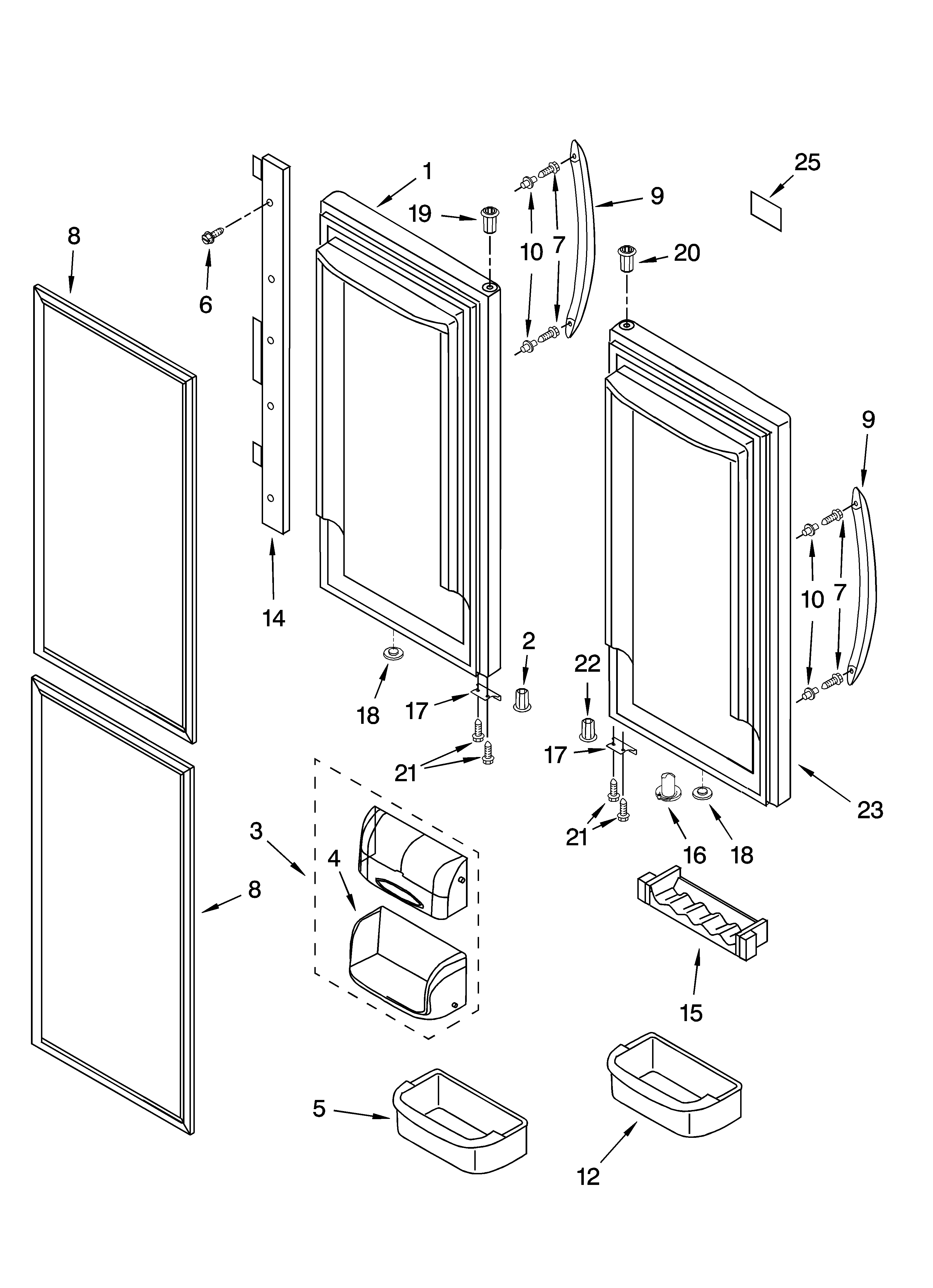 KitchenAid KBFL25ETBL00 refrigerator door parts diagram