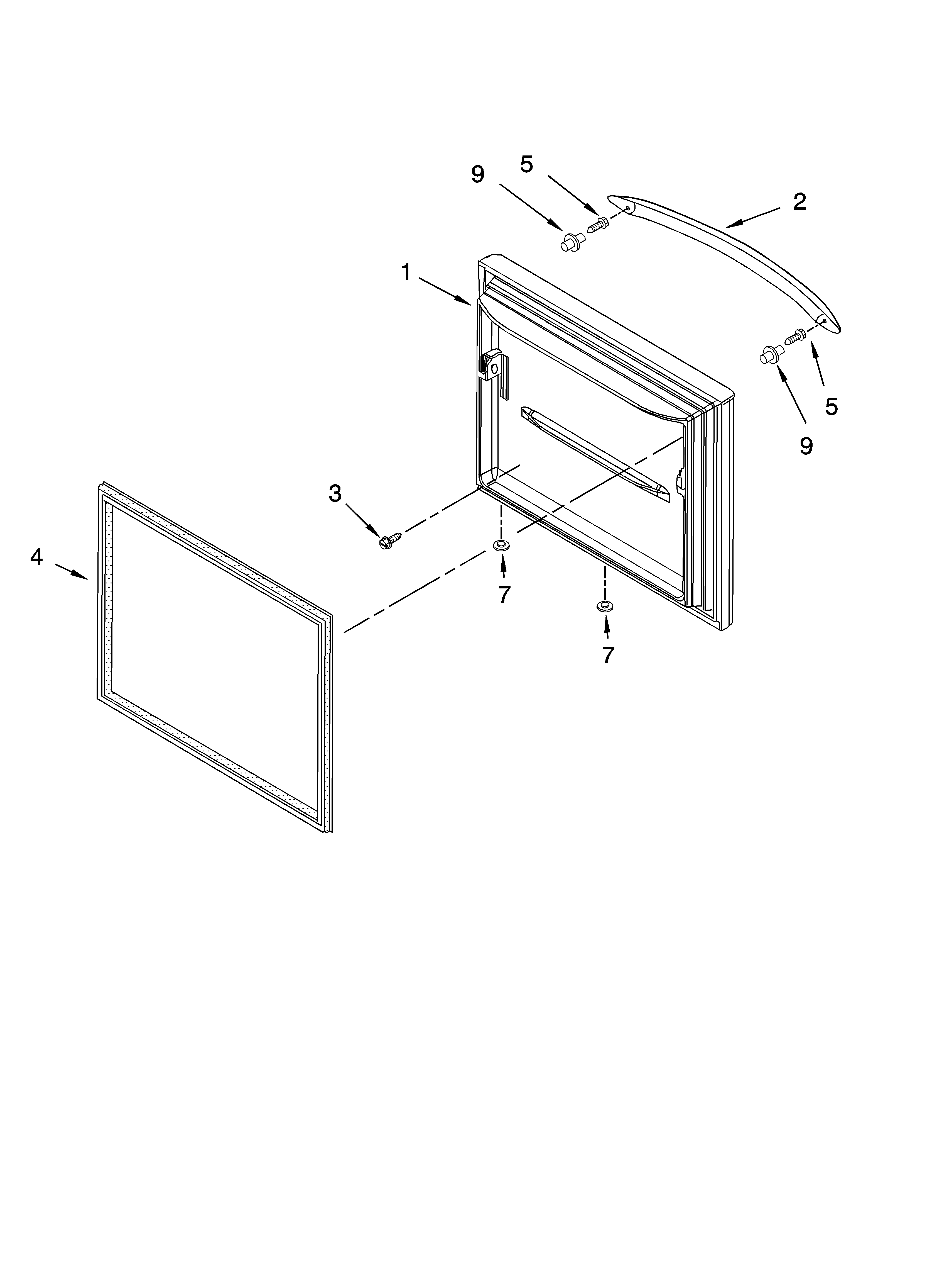 KitchenAid KBFL25ETBL00 freezer door parts diagram