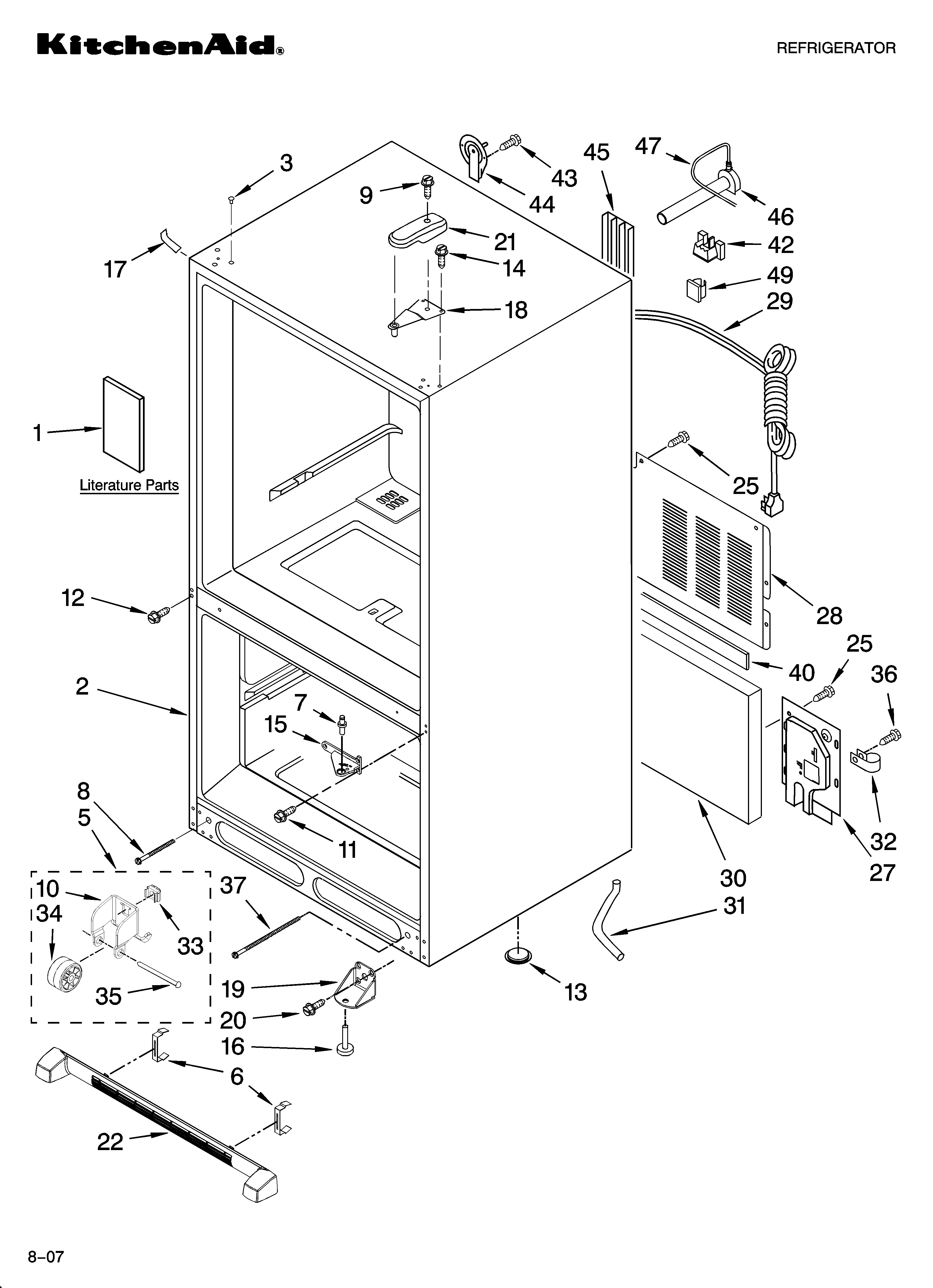 KitchenAid KBRS22ETBL00 cabinet parts diagram