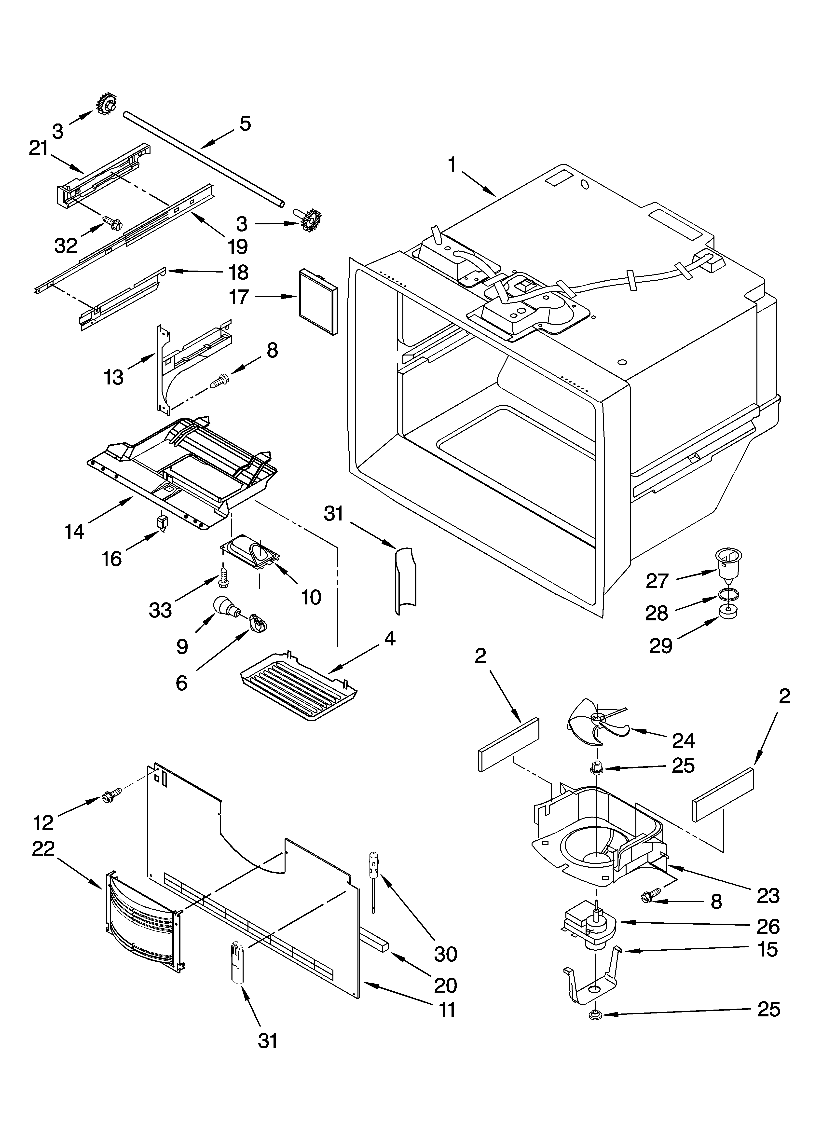 KitchenAid KBRS22ETBL00 freezer liner parts diagram