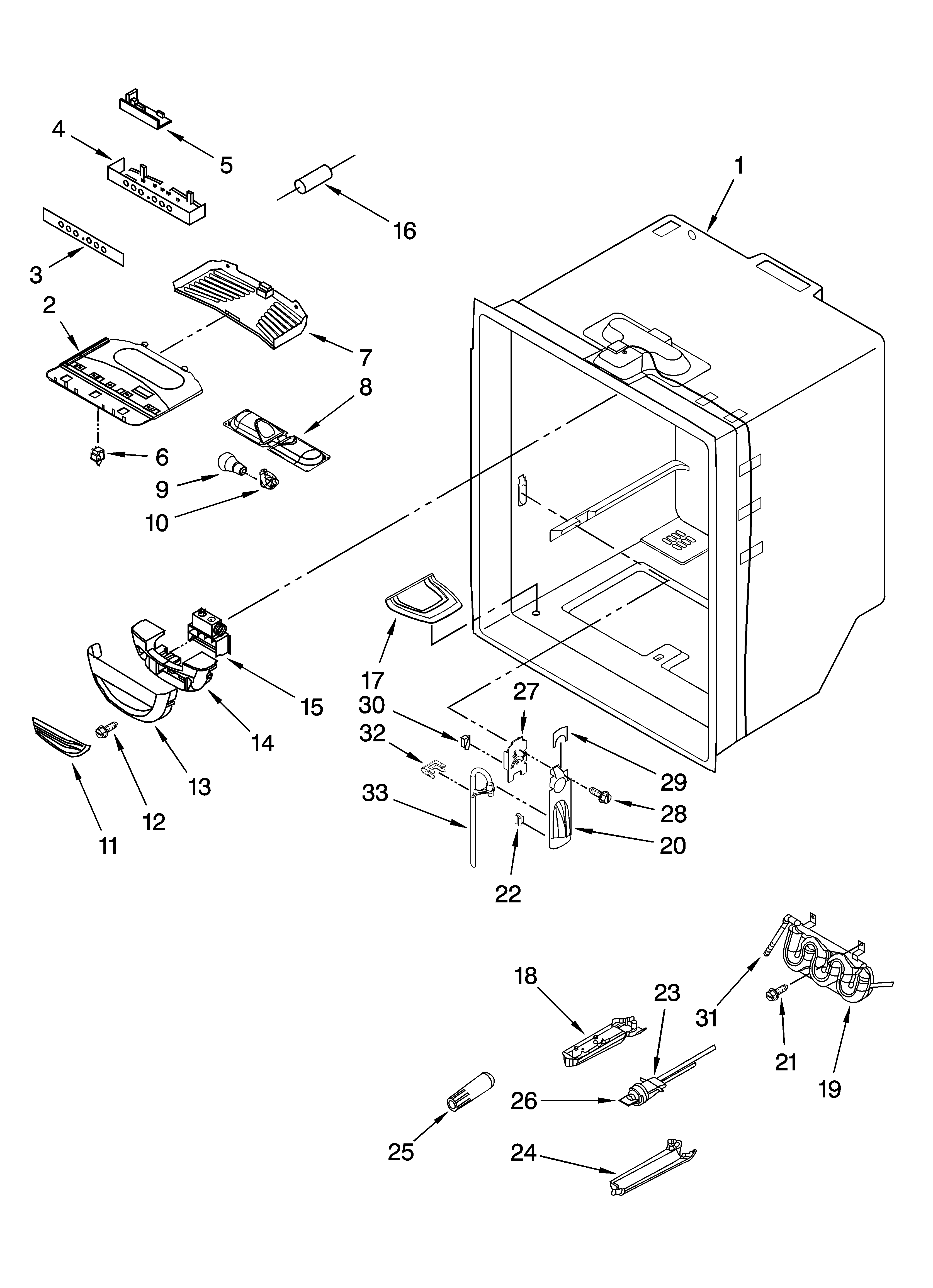 KitchenAid KBRS22ETBL00 refrigerator liner parts diagram