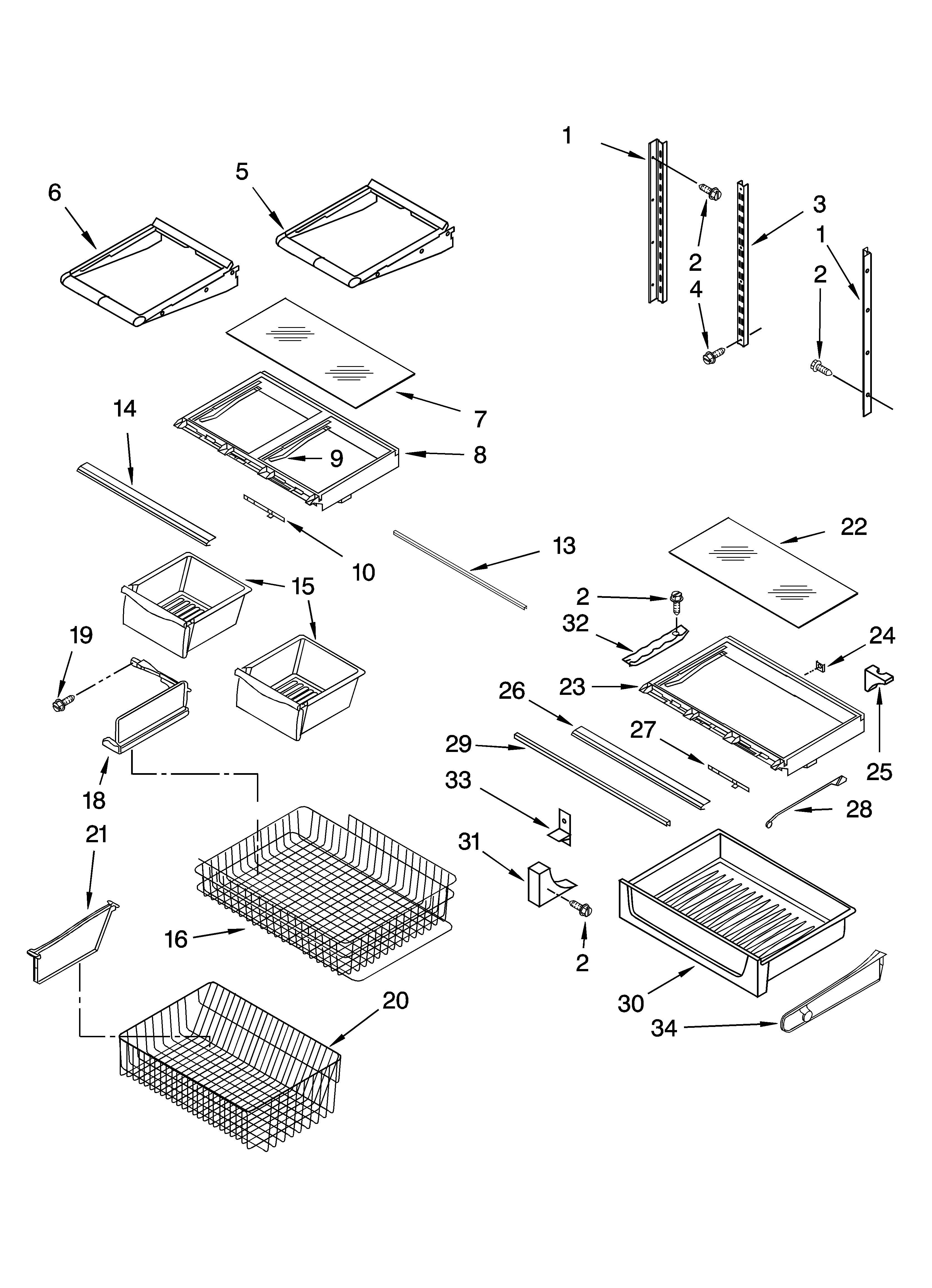 KitchenAid KBRS22ETBL00 shelf parts diagram