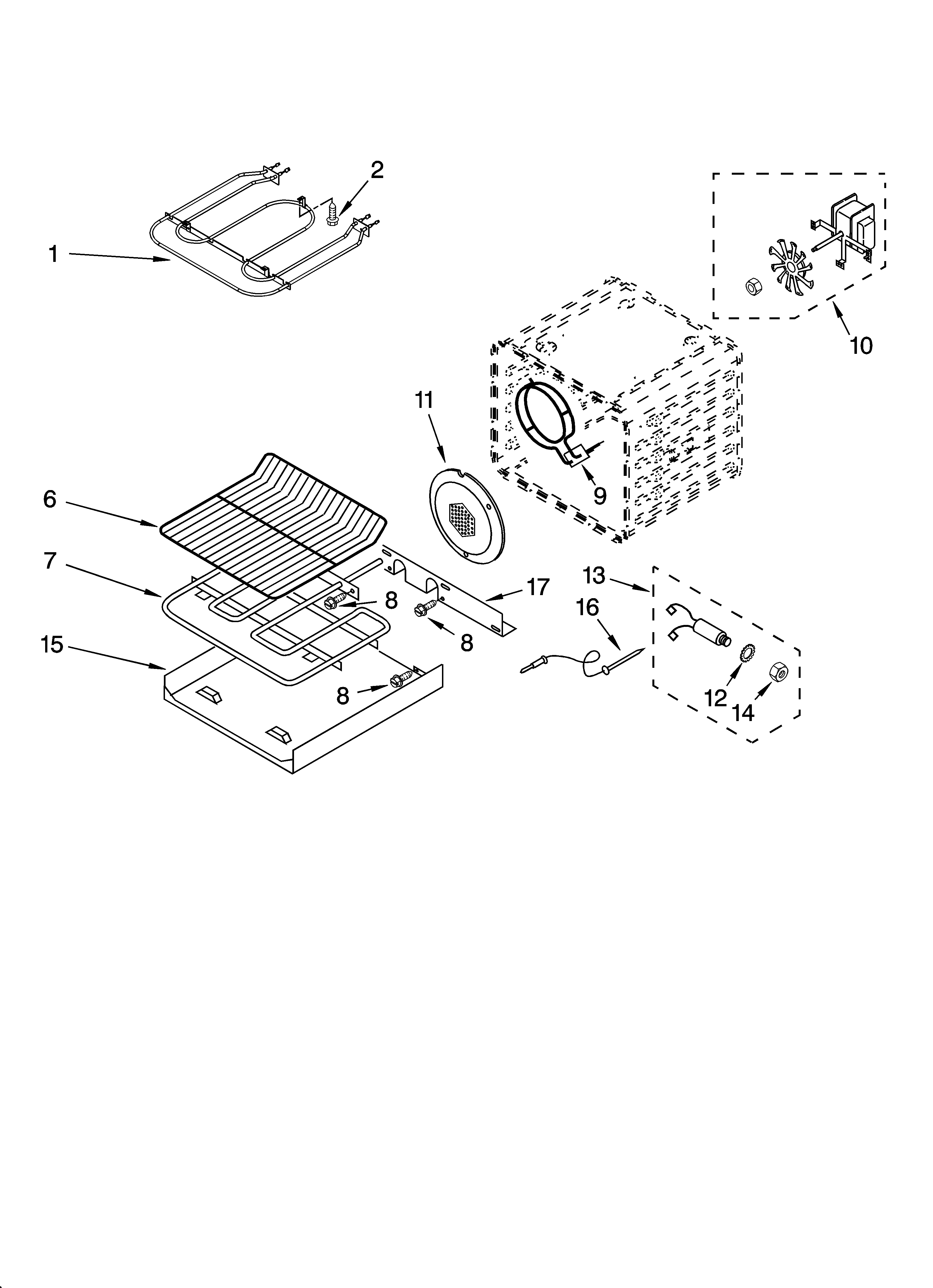 KitchenAid KEBC147KWH07 internal oven parts diagram