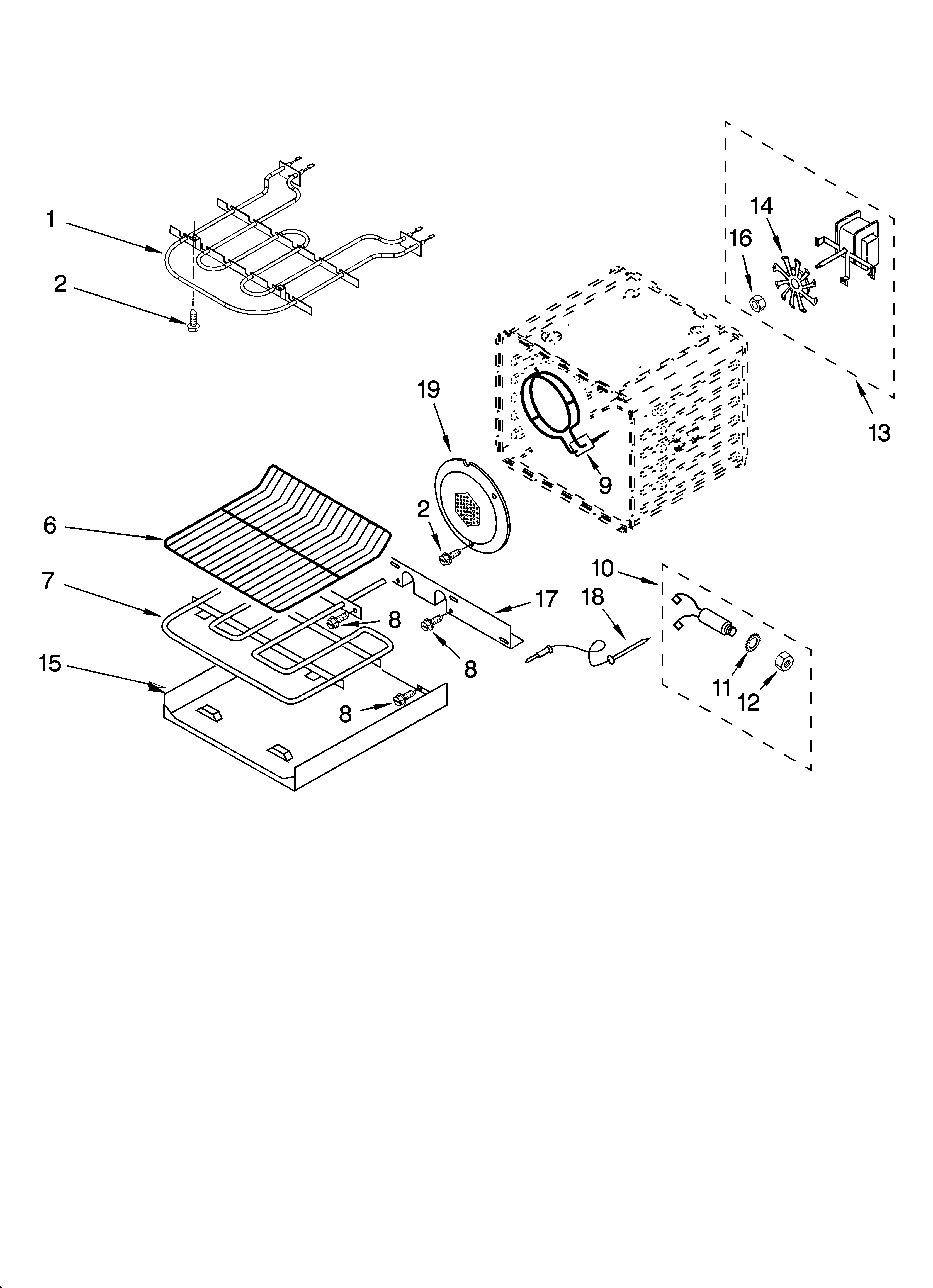 KitchenAid KEBC167MSS03 internal oven parts diagram