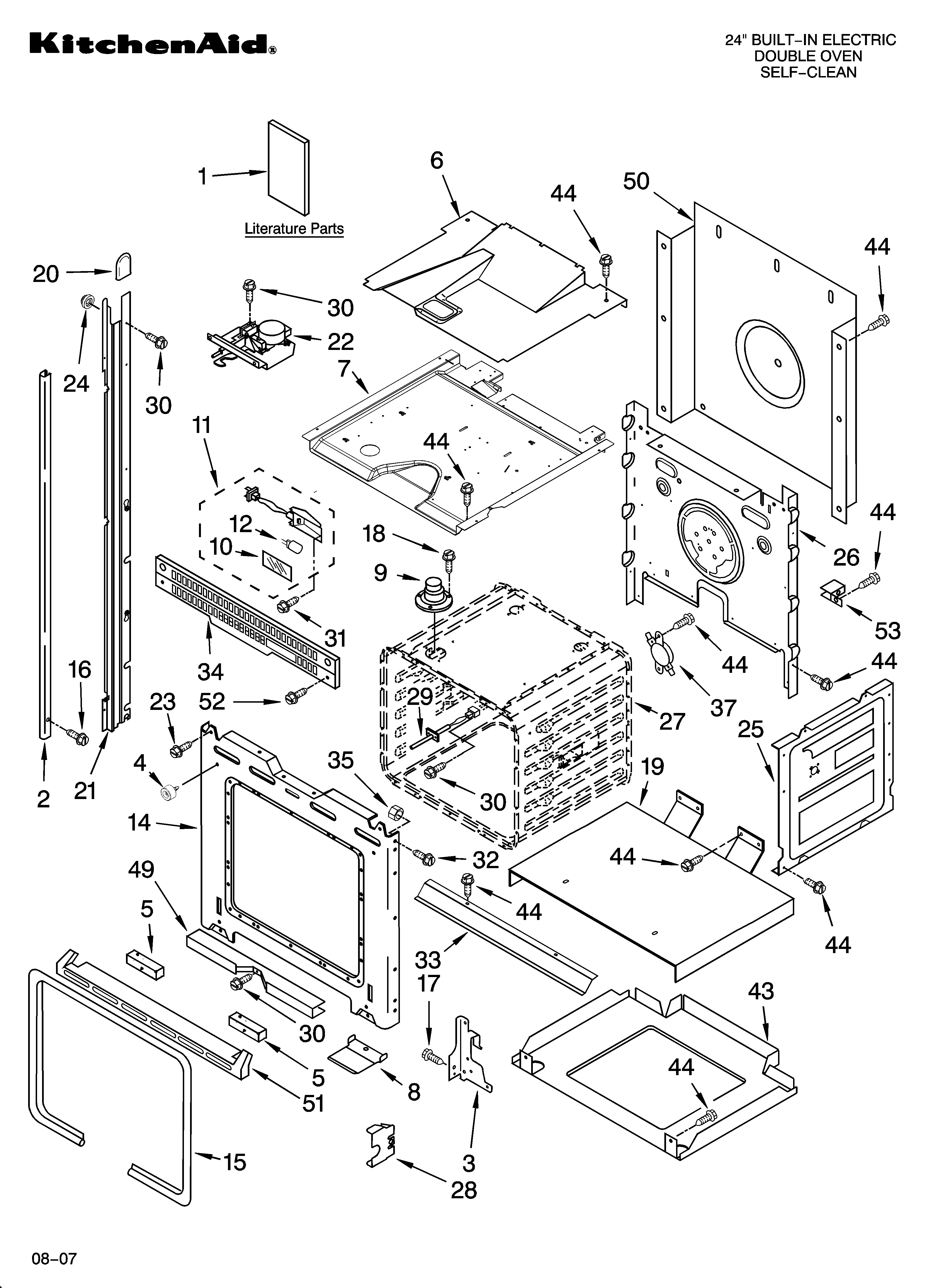KitchenAid KEBC247KWH06 oven parts diagram