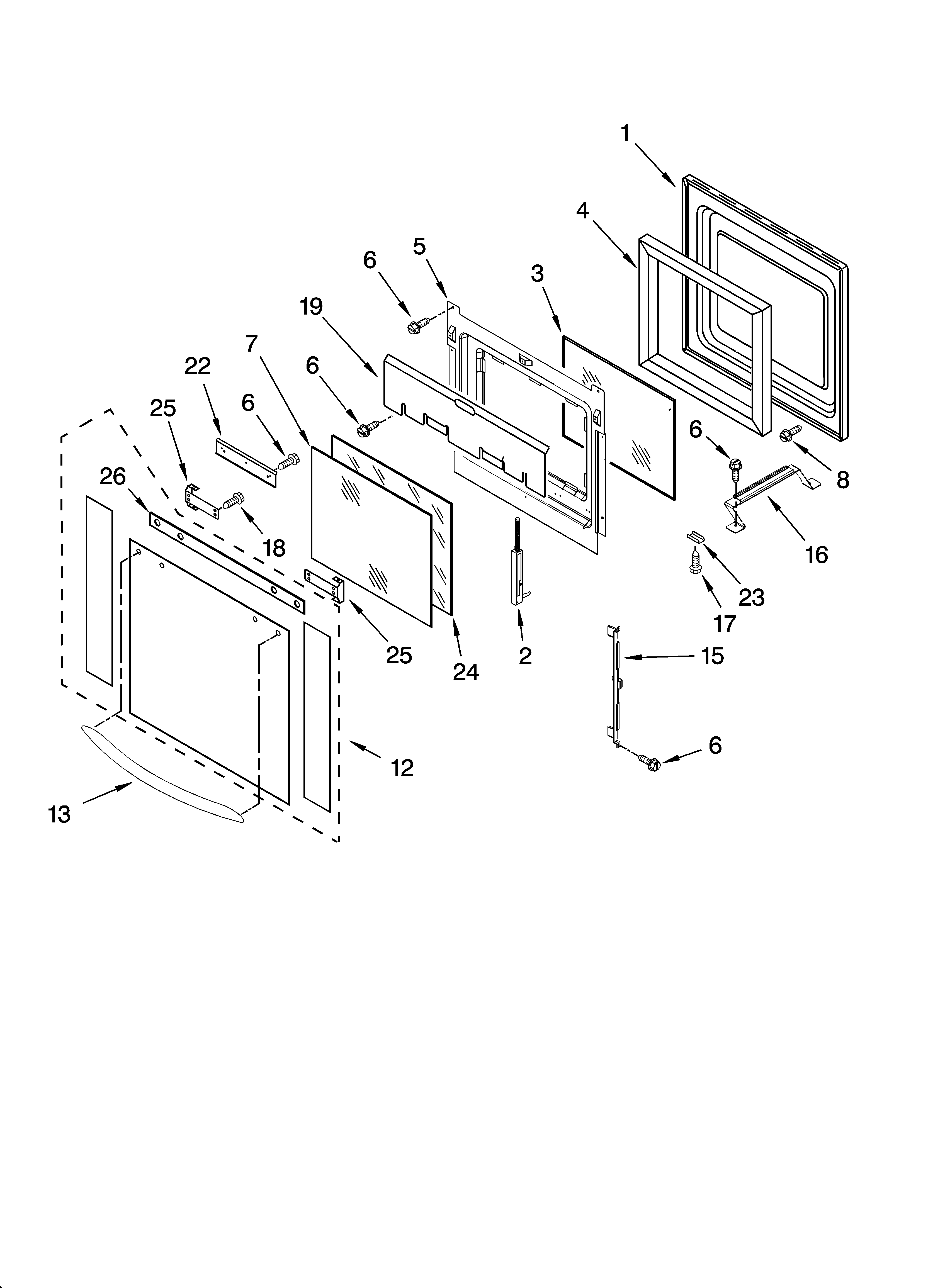 KitchenAid KEBC247KWH06 oven door parts diagram