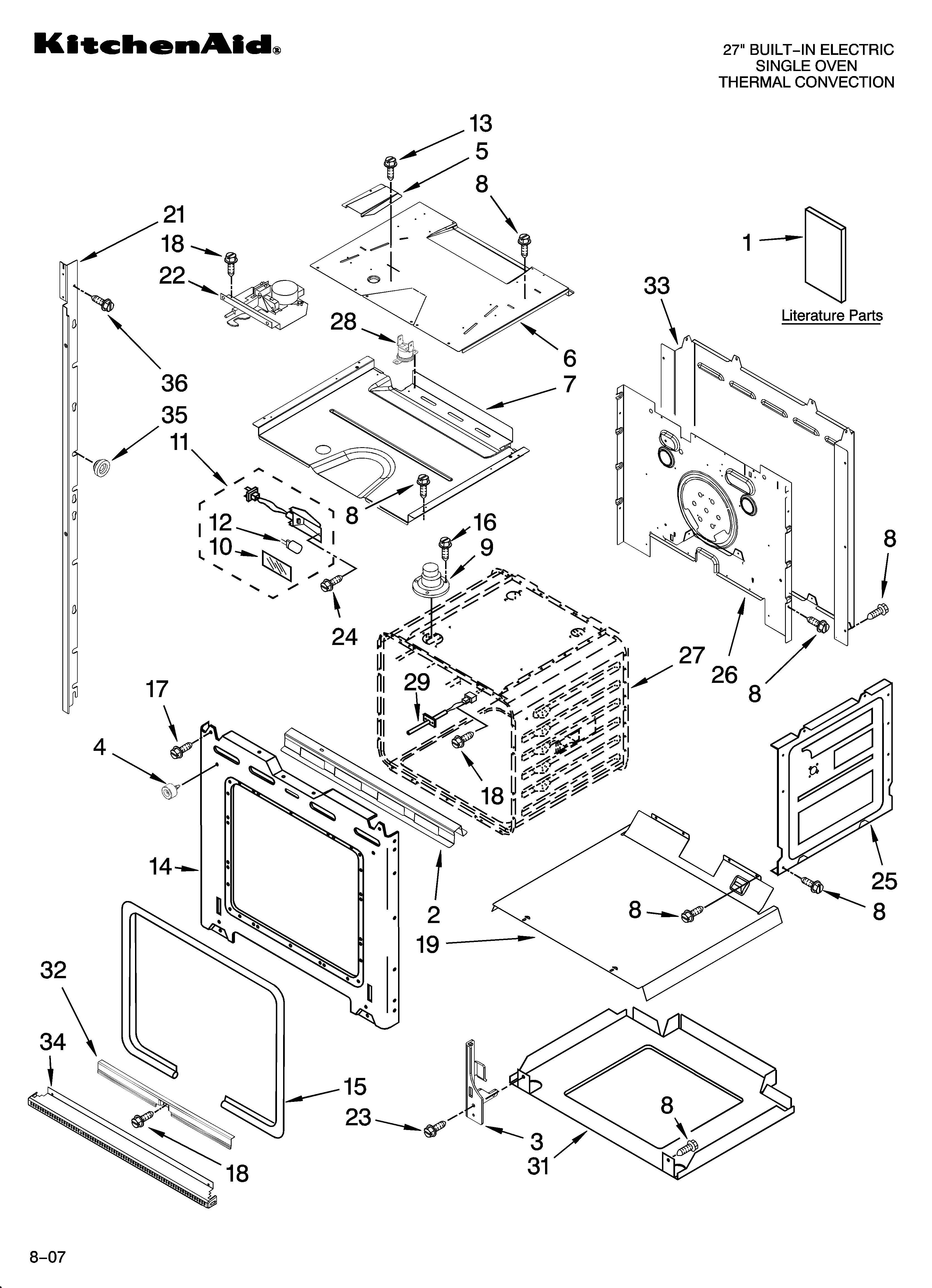 KitchenAid KEBS177SSS01 oven parts diagram