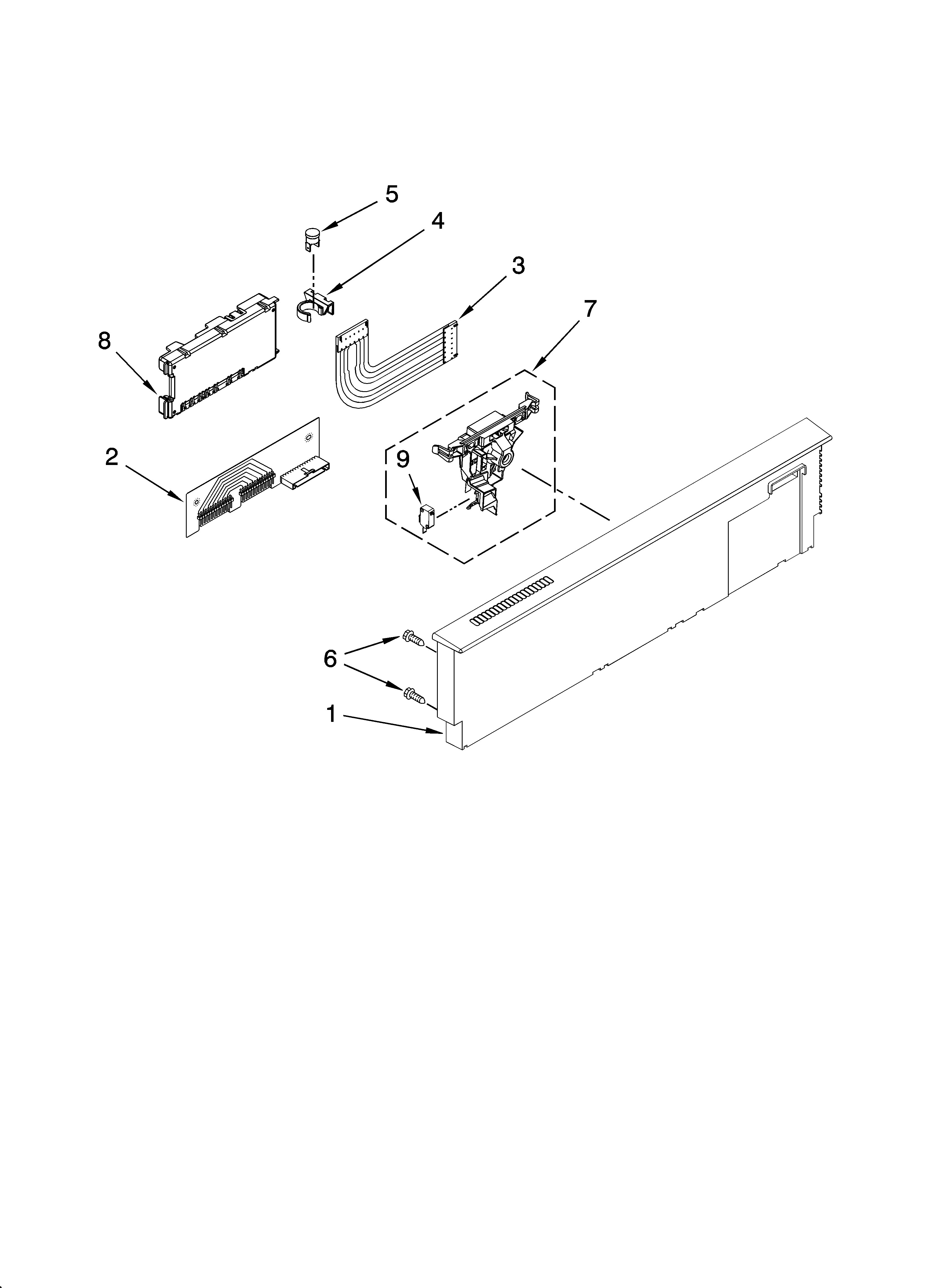 KitchenAid KUDA03CTBL0 control panel parts diagram