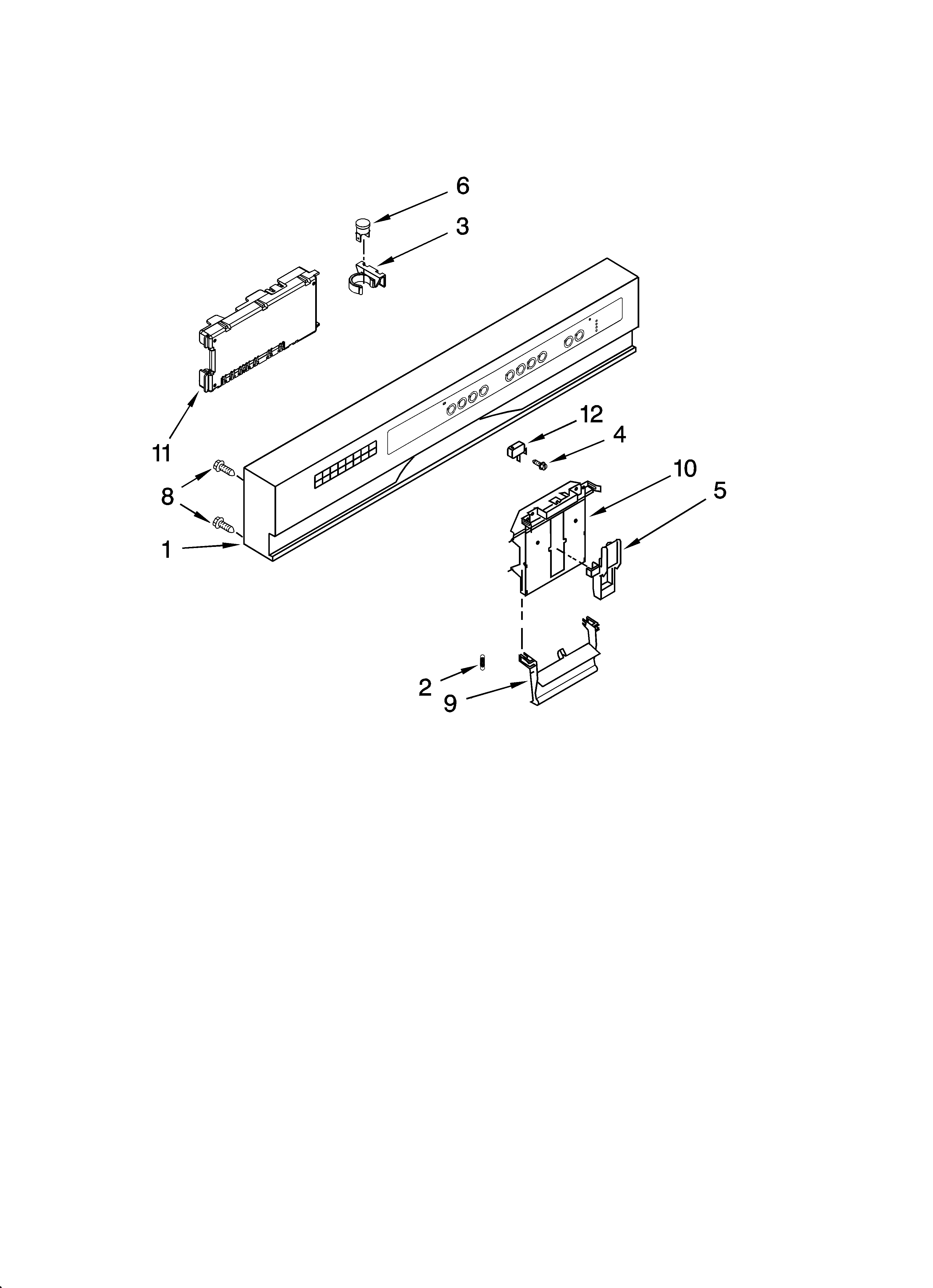 KitchenAid KUDC03ITBL1 control panel parts diagram
