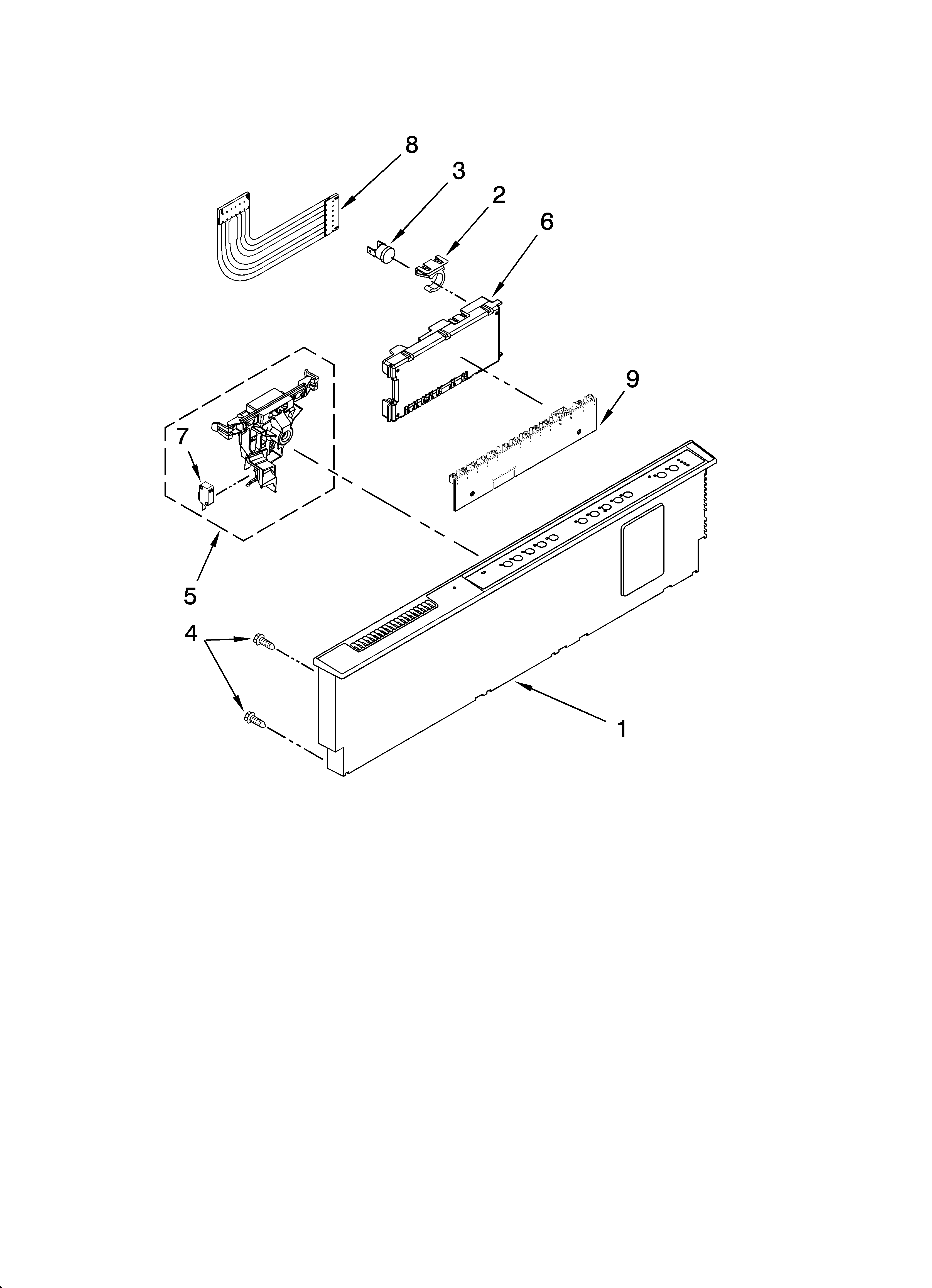 KitchenAid KUDT03FTPA1 control panel parts diagram