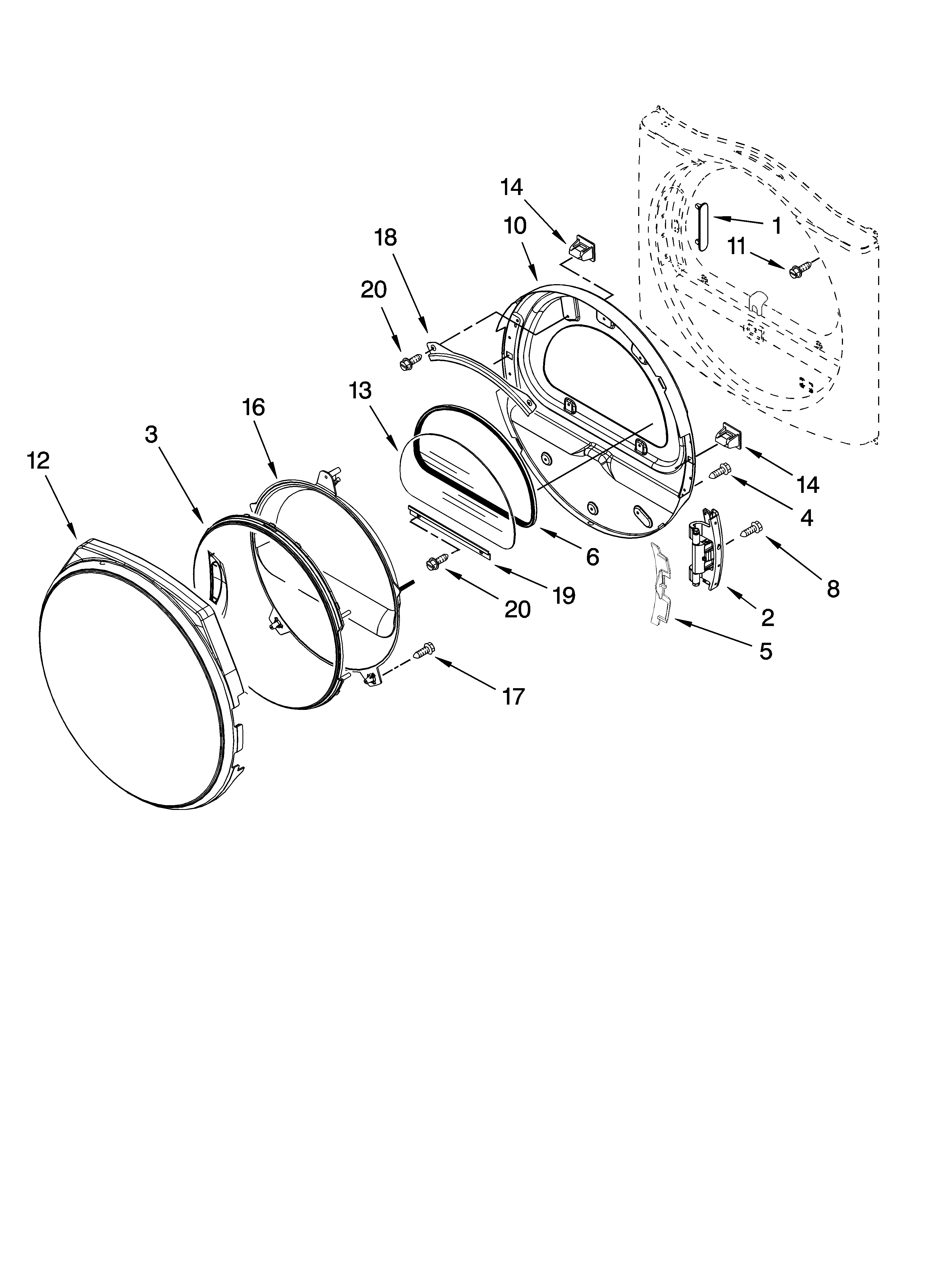 Whirlpool WGD8410SW1 door parts, optional parts (not included) diagram