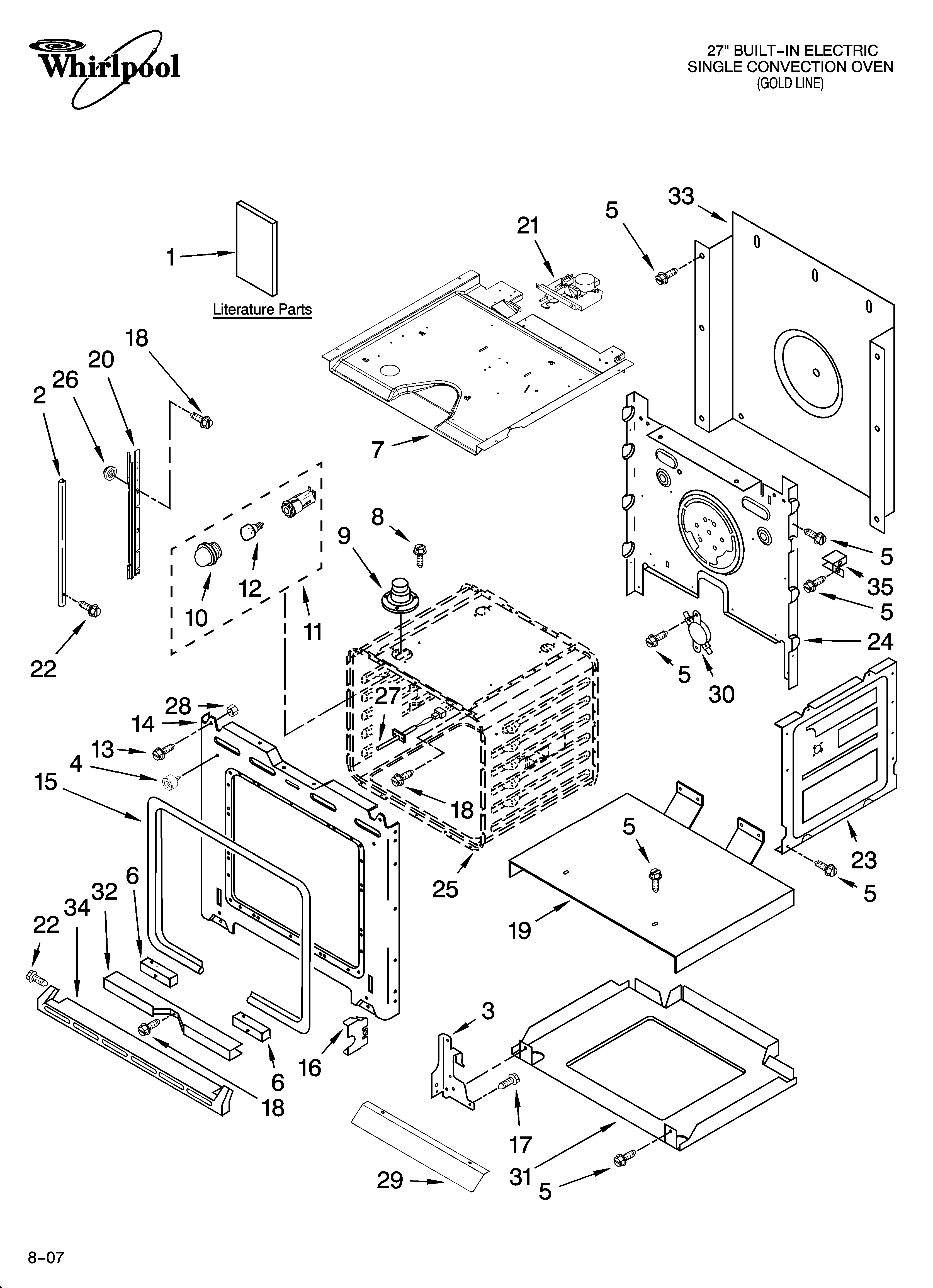 Whirlpool GBS277PRS02 oven parts diagram