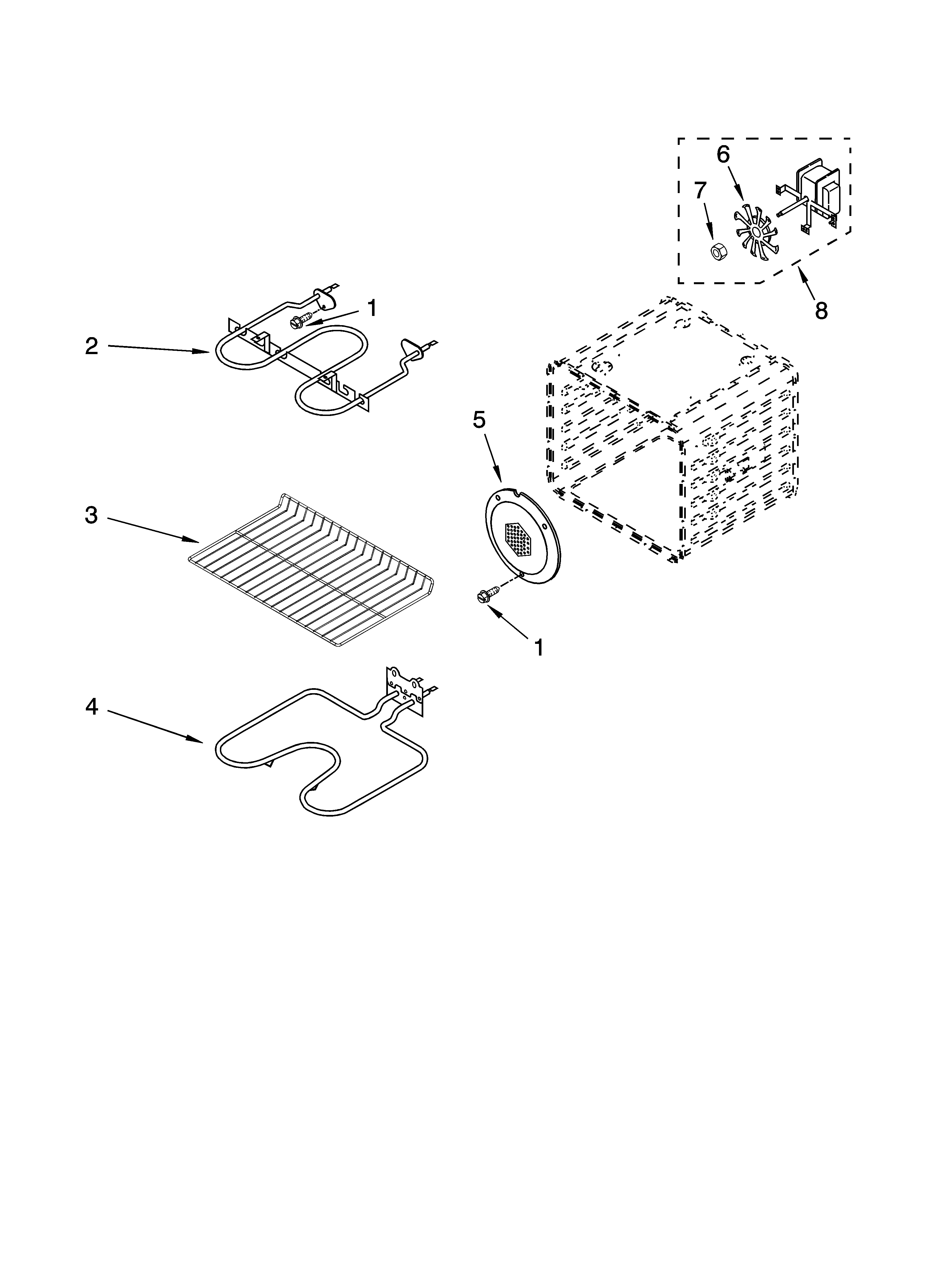 Whirlpool GBS277PRS02 internal oven parts diagram