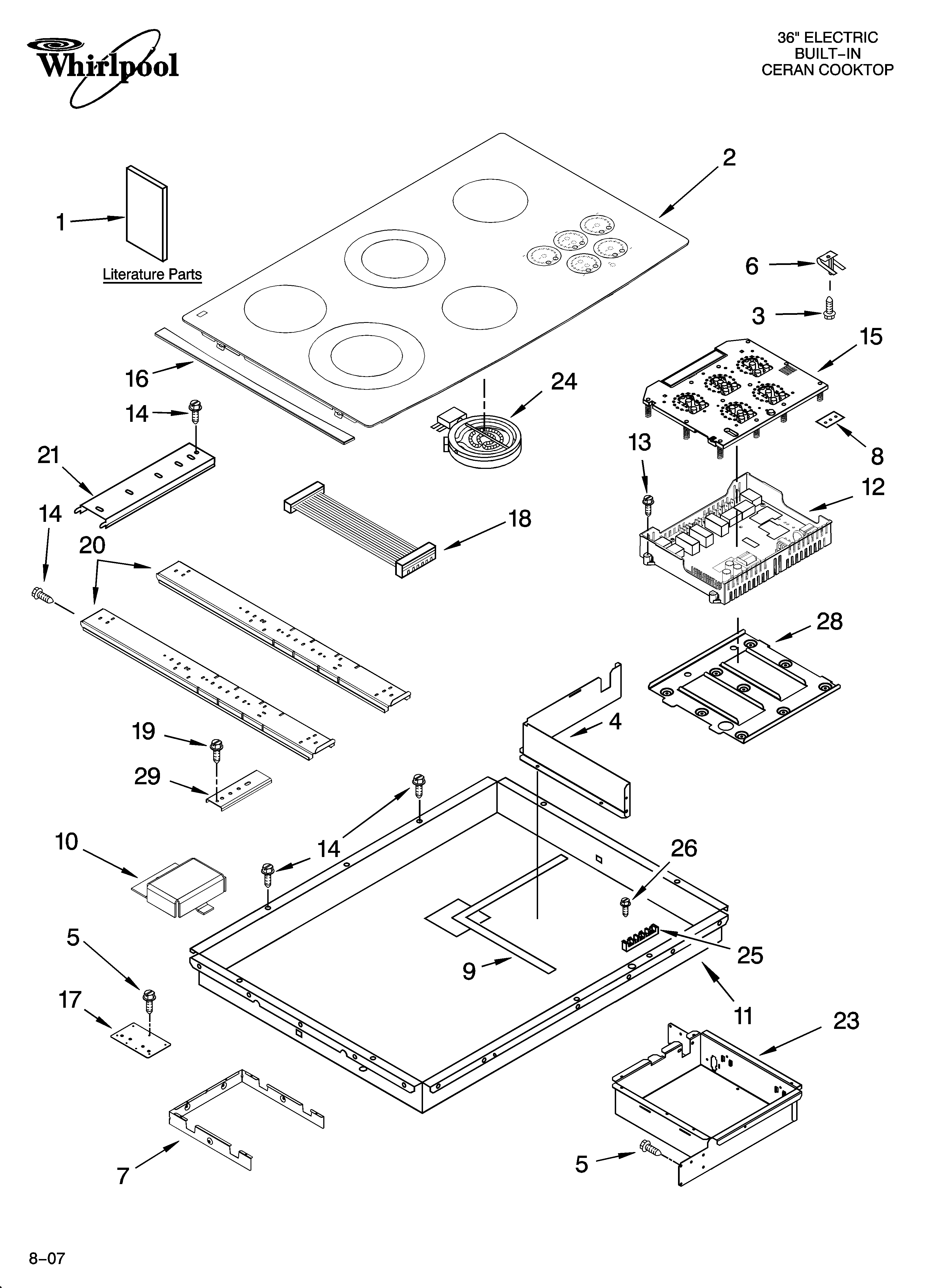 Whirlpool GJC3655RB03 cooktop parts, optional parts diagram