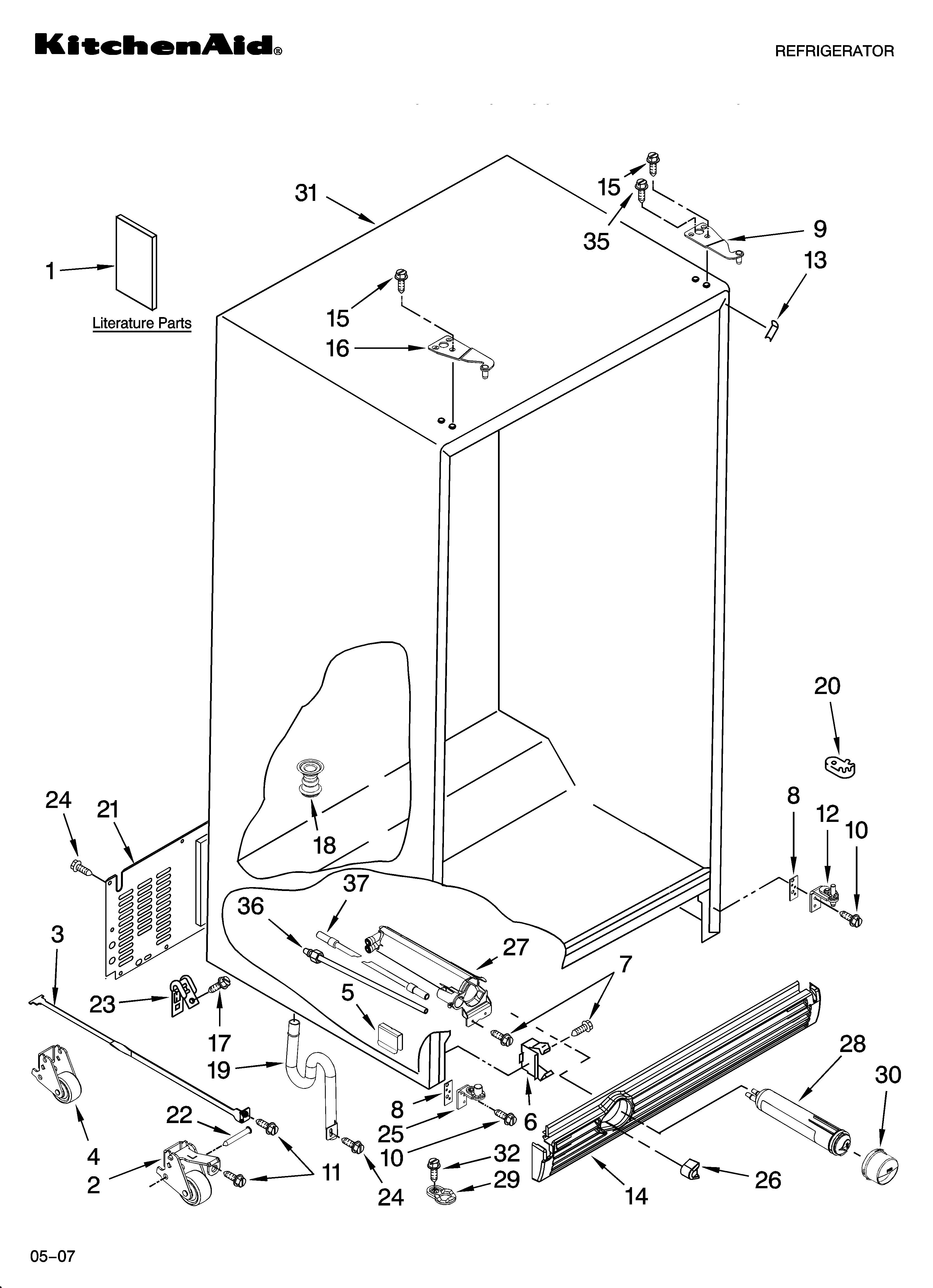 KitchenAid KSCS23FTSS02 cabinet parts diagram