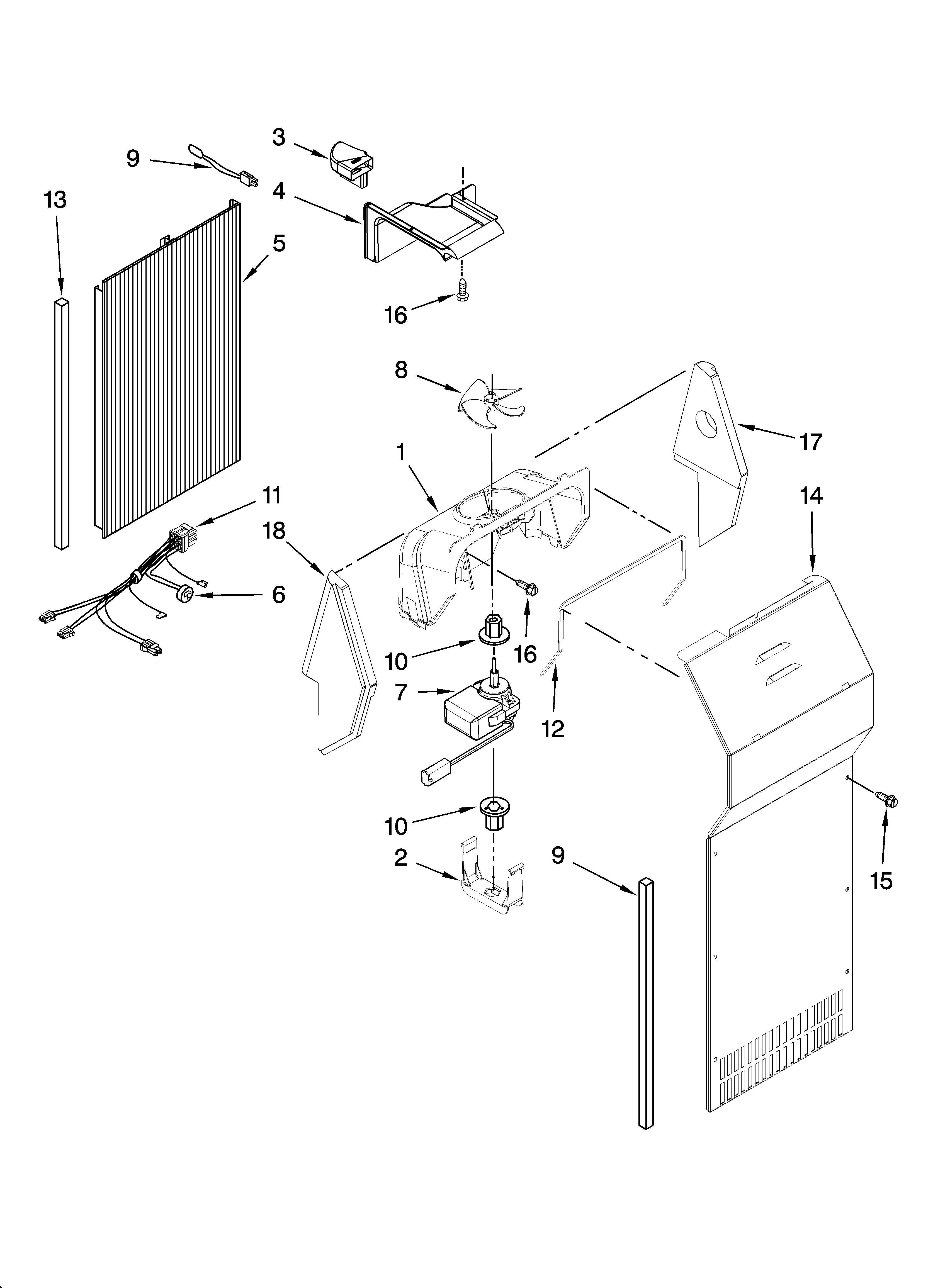 KitchenAid KSCS23FTSS02 air flow parts diagram