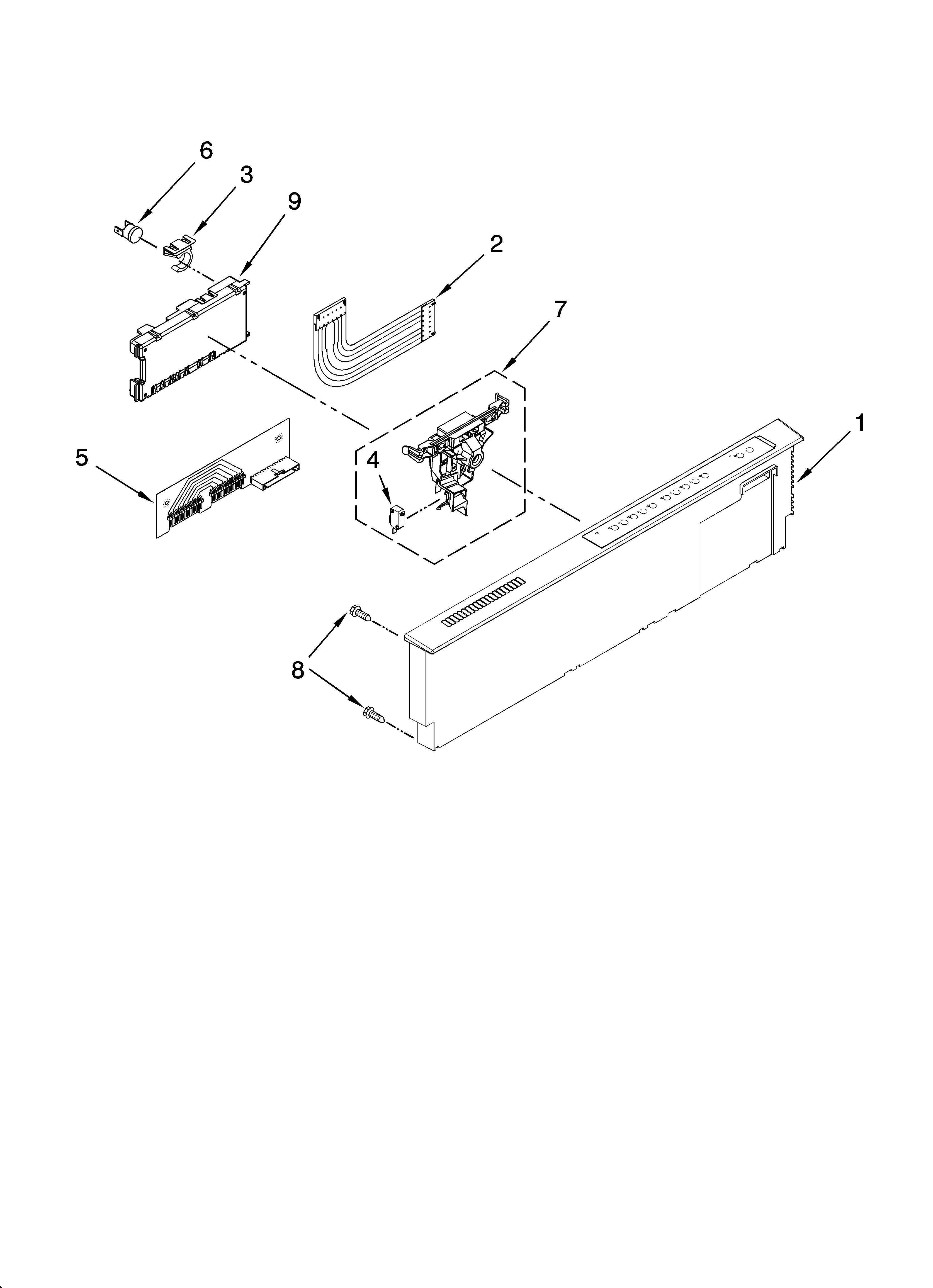 KitchenAid KUDU03STBL1 control panel parts diagram