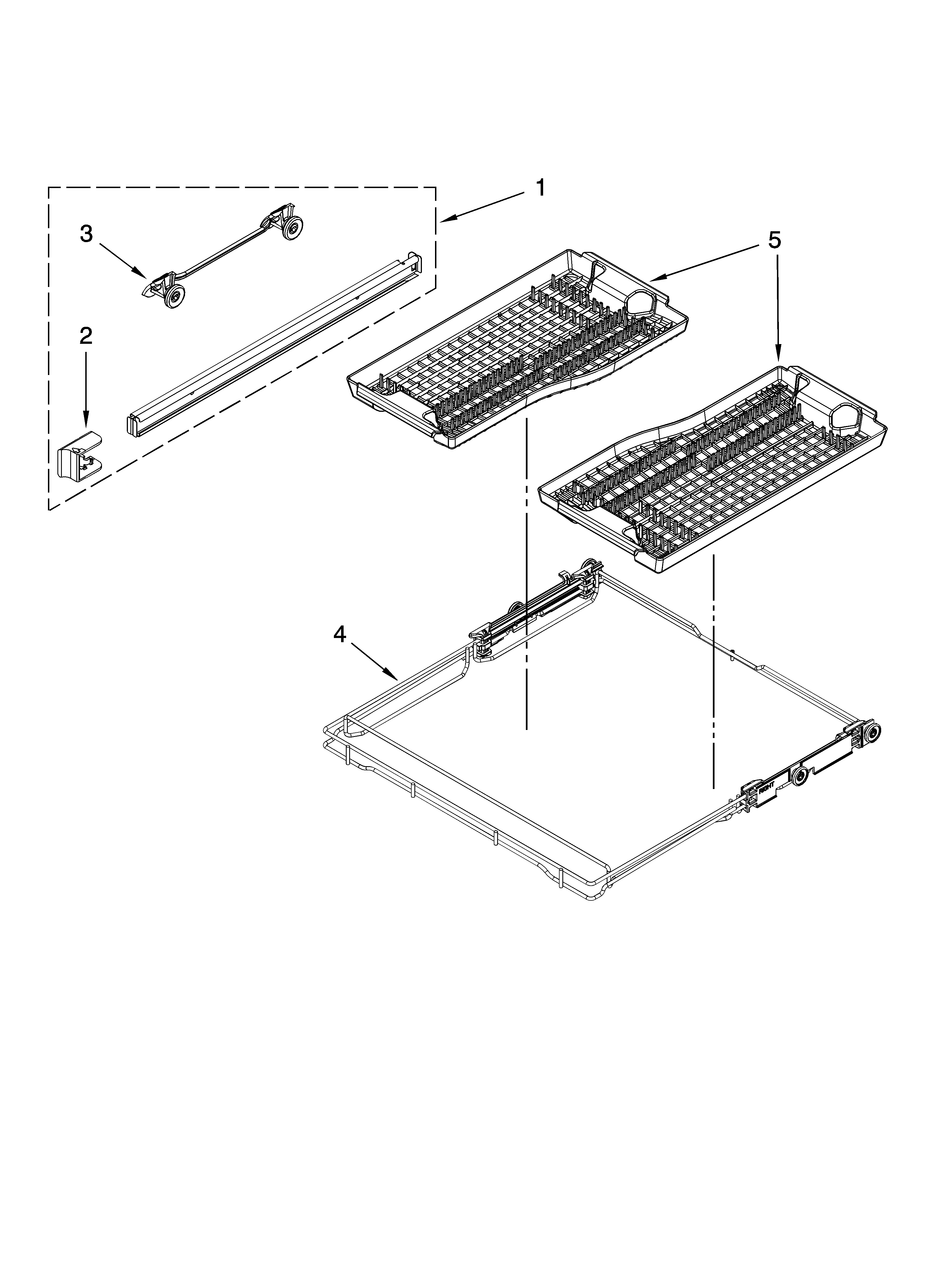 KitchenAid KUDU03STBL1 third level rack and track parts, optional parts (not diagram