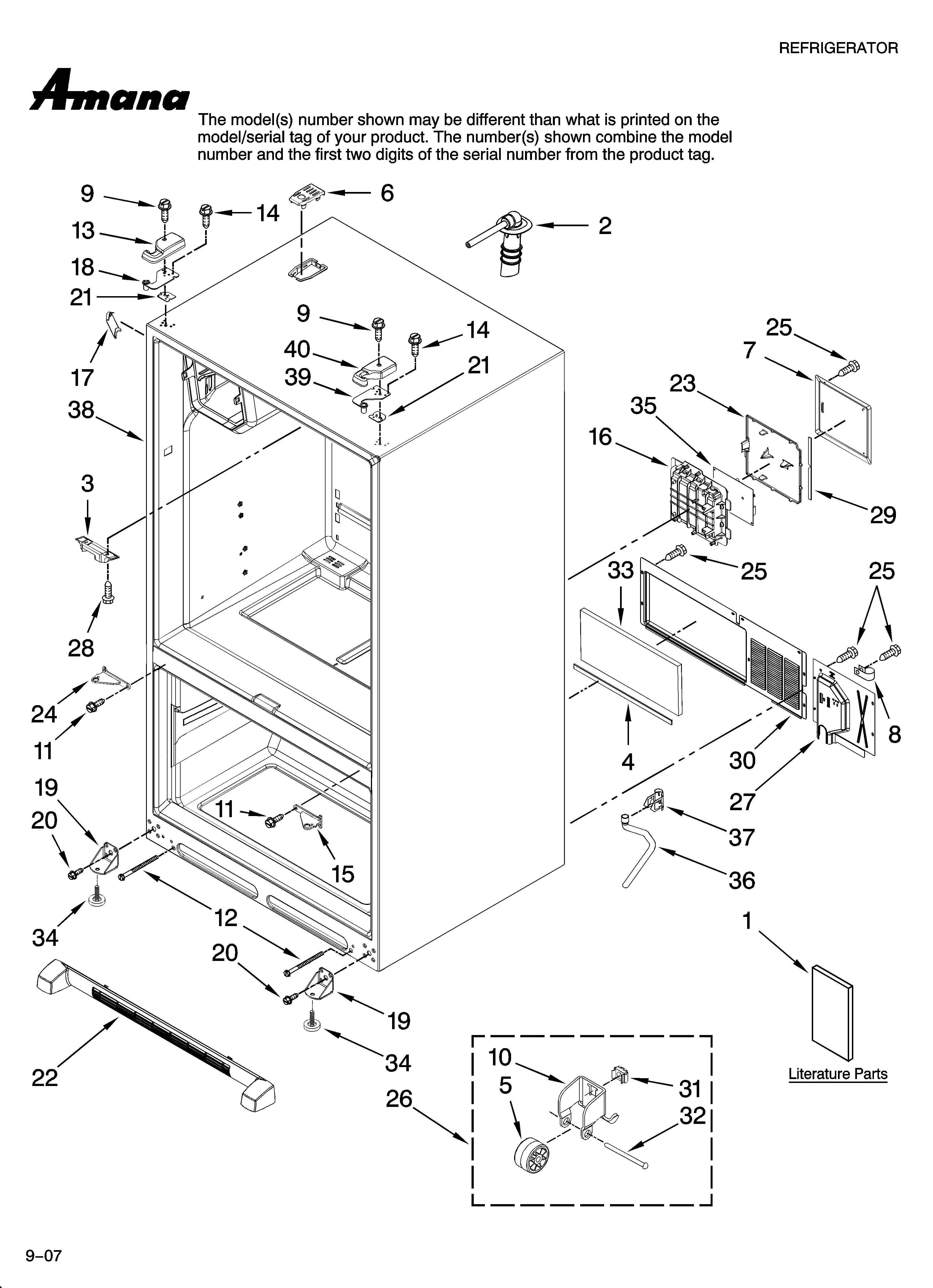 Amana AFI2538AEQ12 cabinet parts diagram