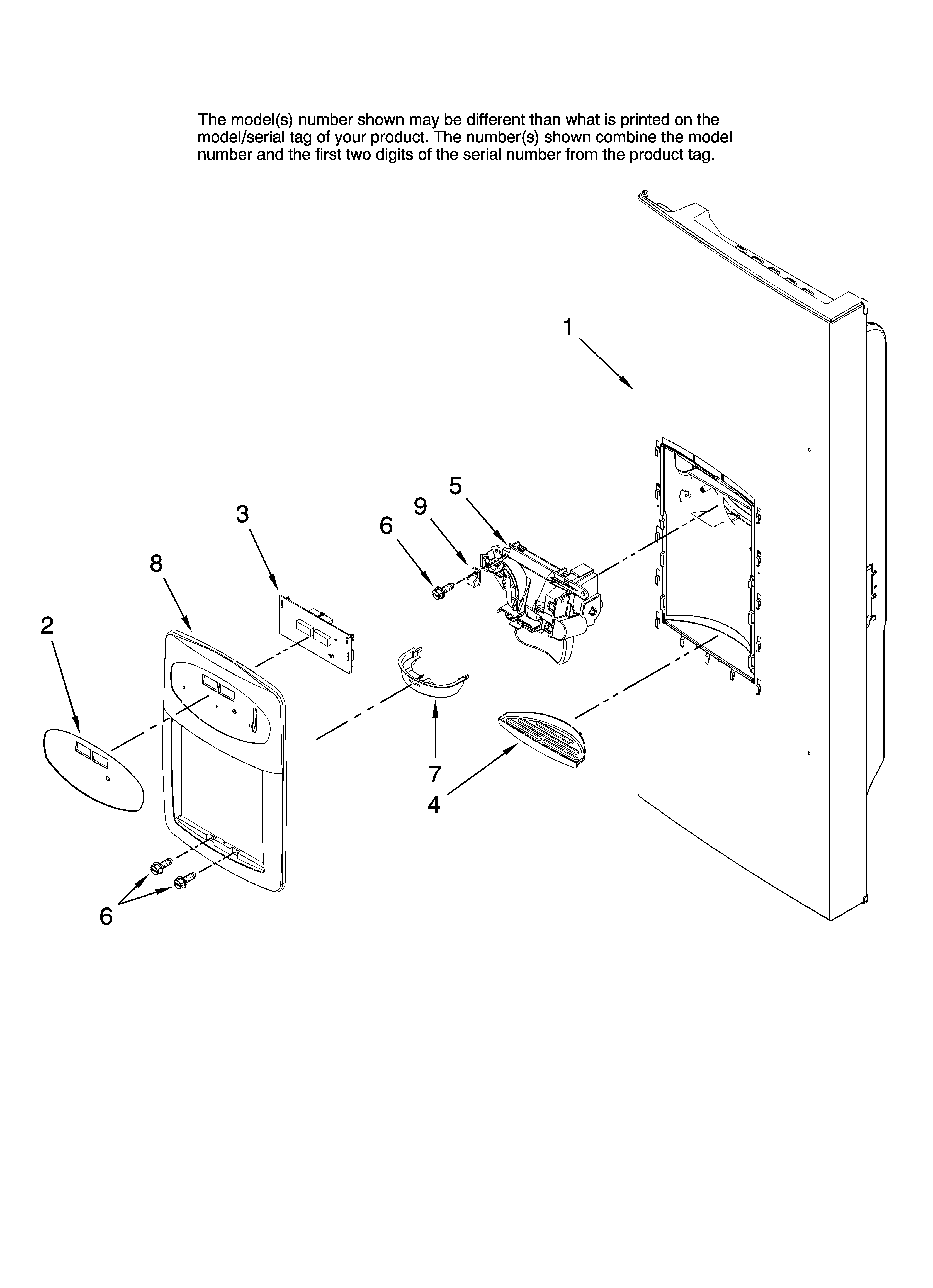Amana AFI2538AEQ12 dispenser front parts diagram