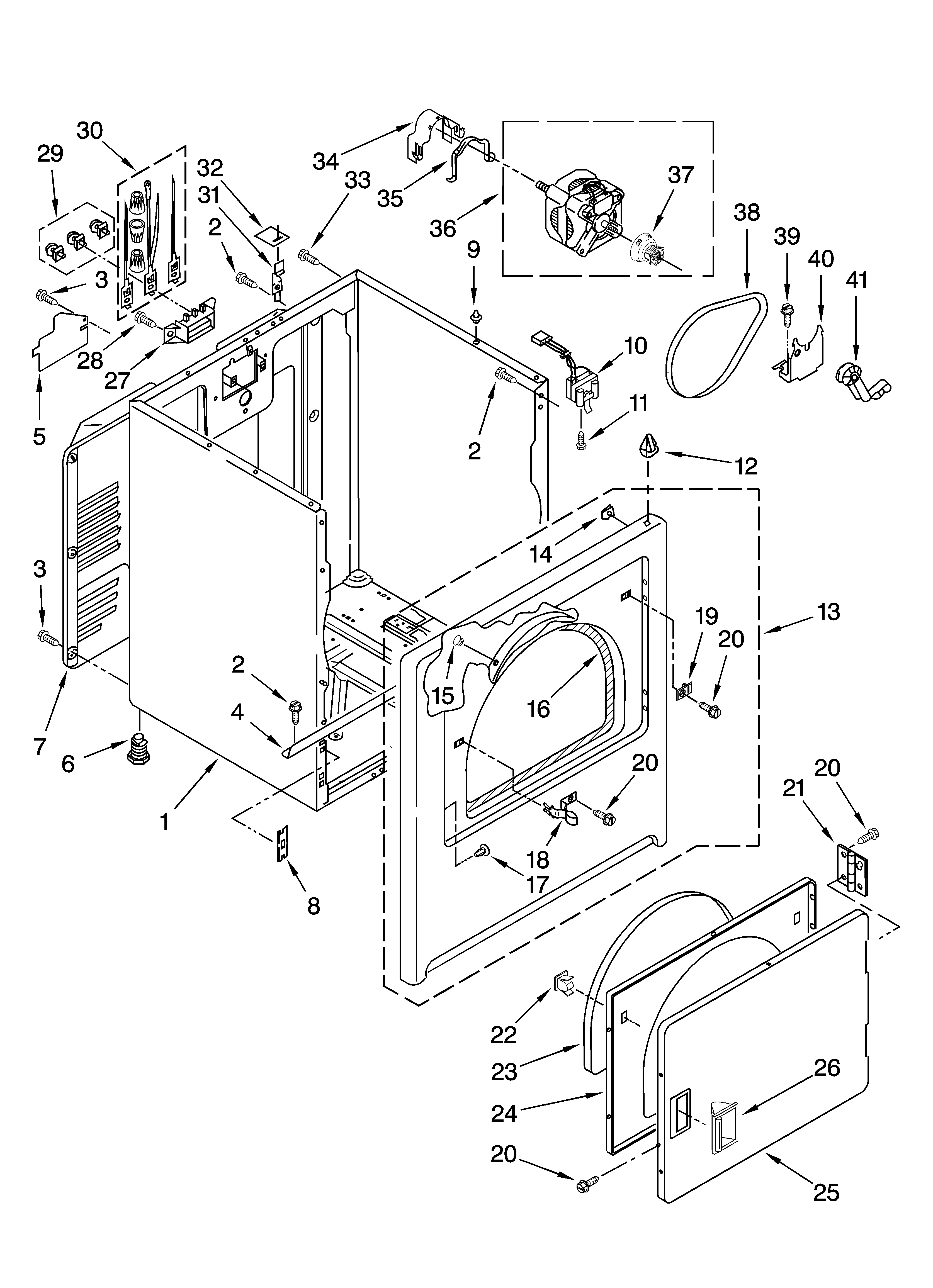 Maytag MED5900TW0 cabinet parts diagram