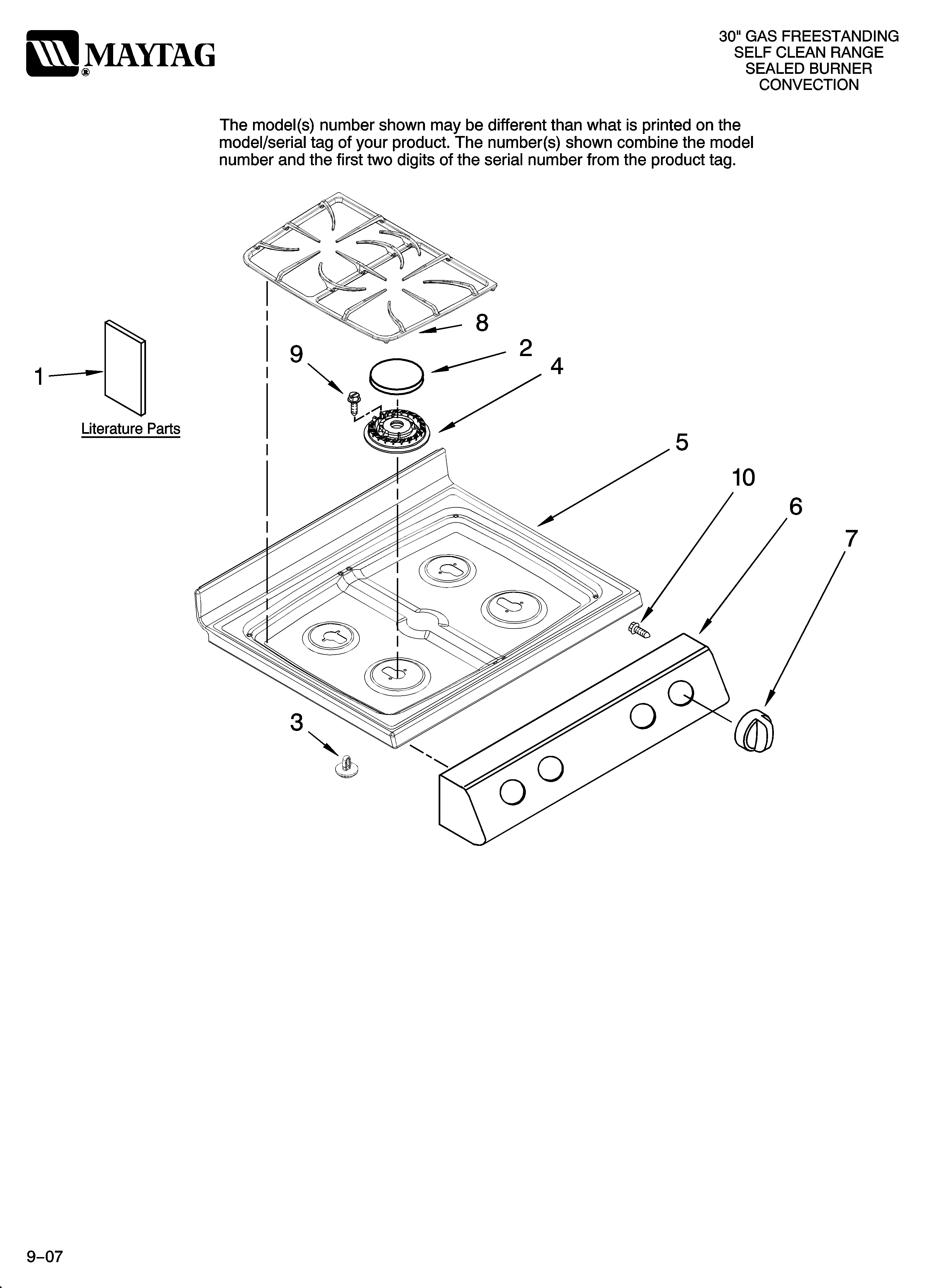 Maytag MGRH865QDB10 cooktop parts diagram