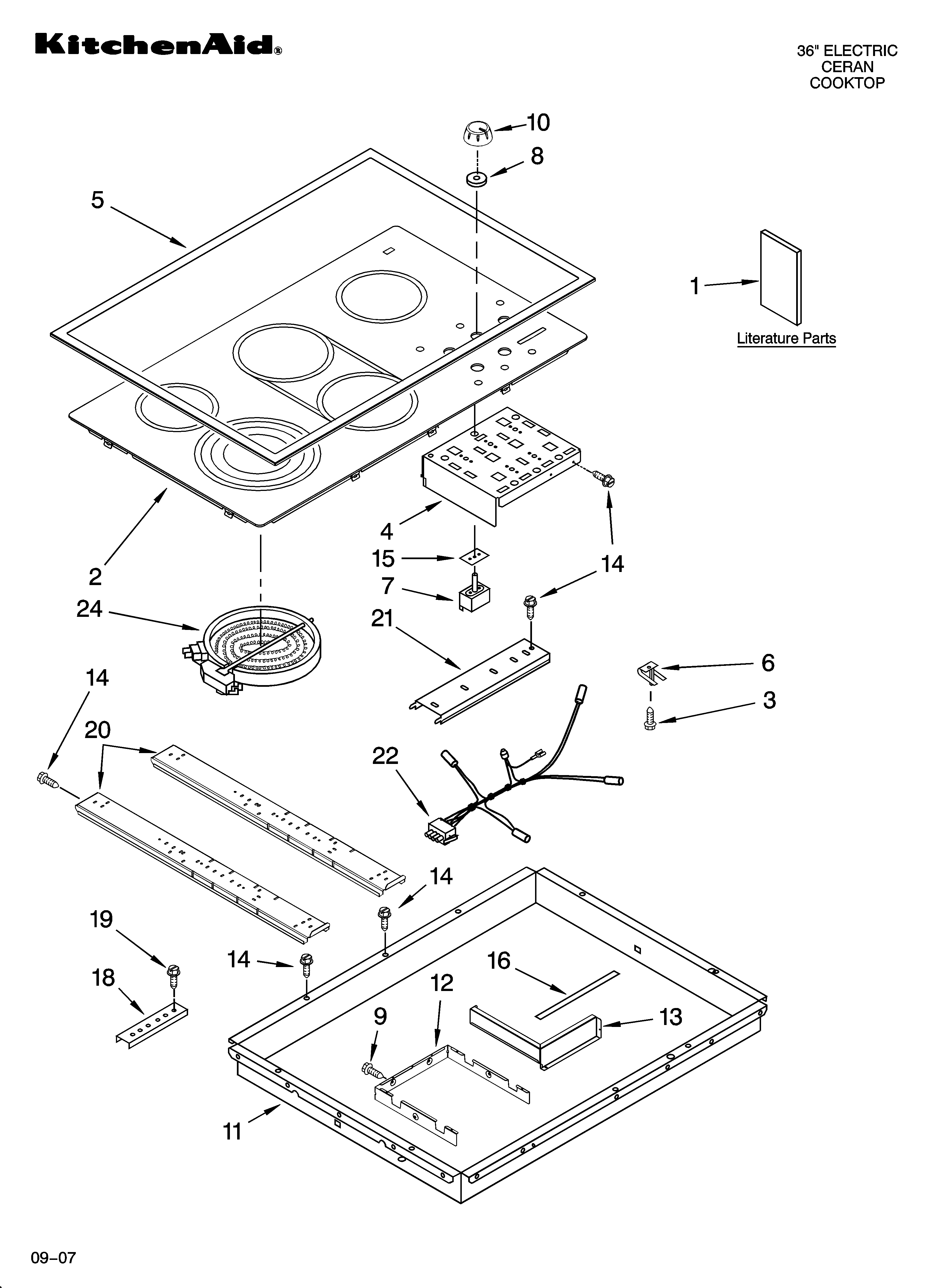KitchenAid KECC566RBL03 cooktop parts, optional parts diagram