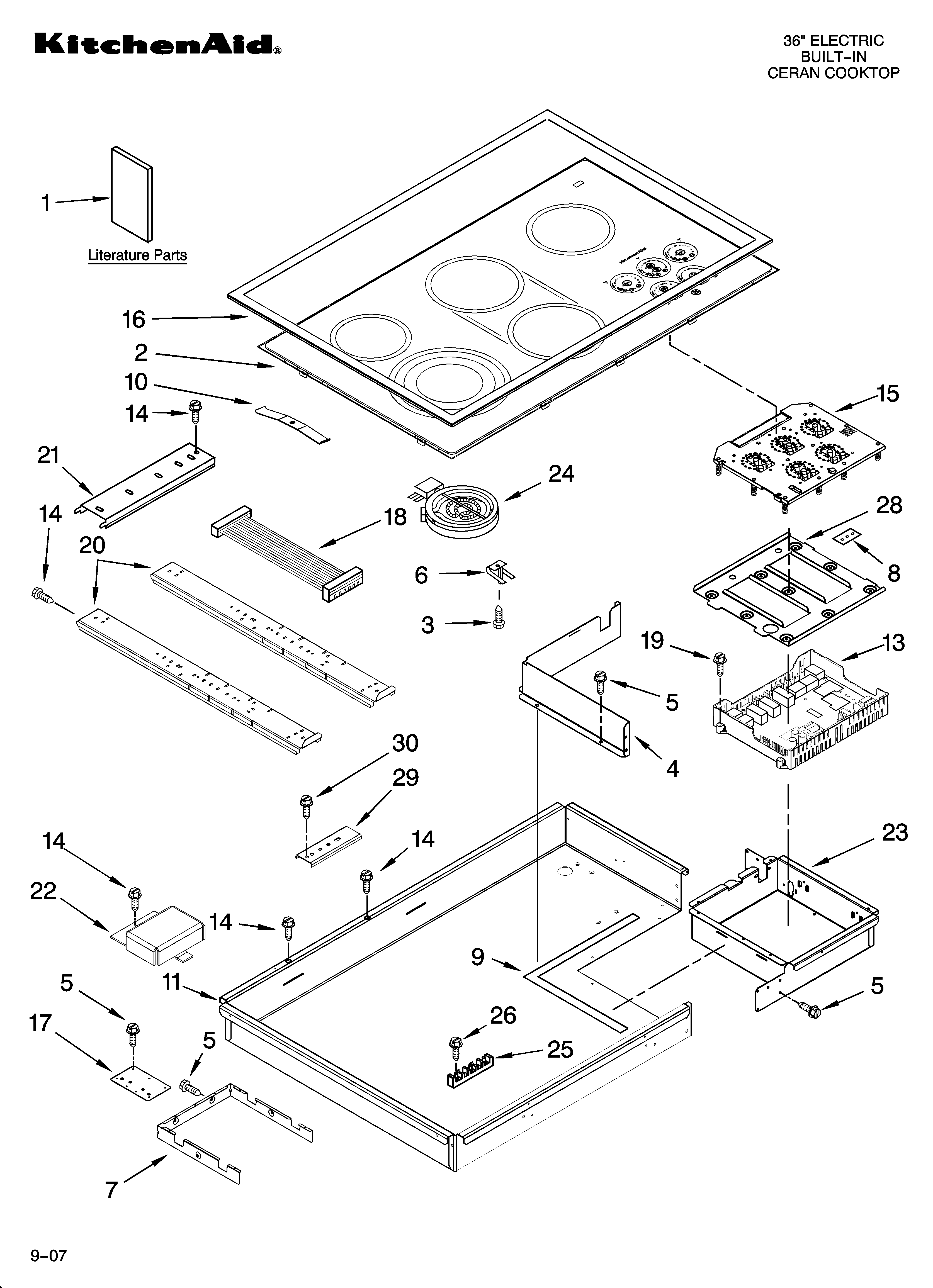 KitchenAid KECC568RPW03 cooktop parts, optional parts diagram