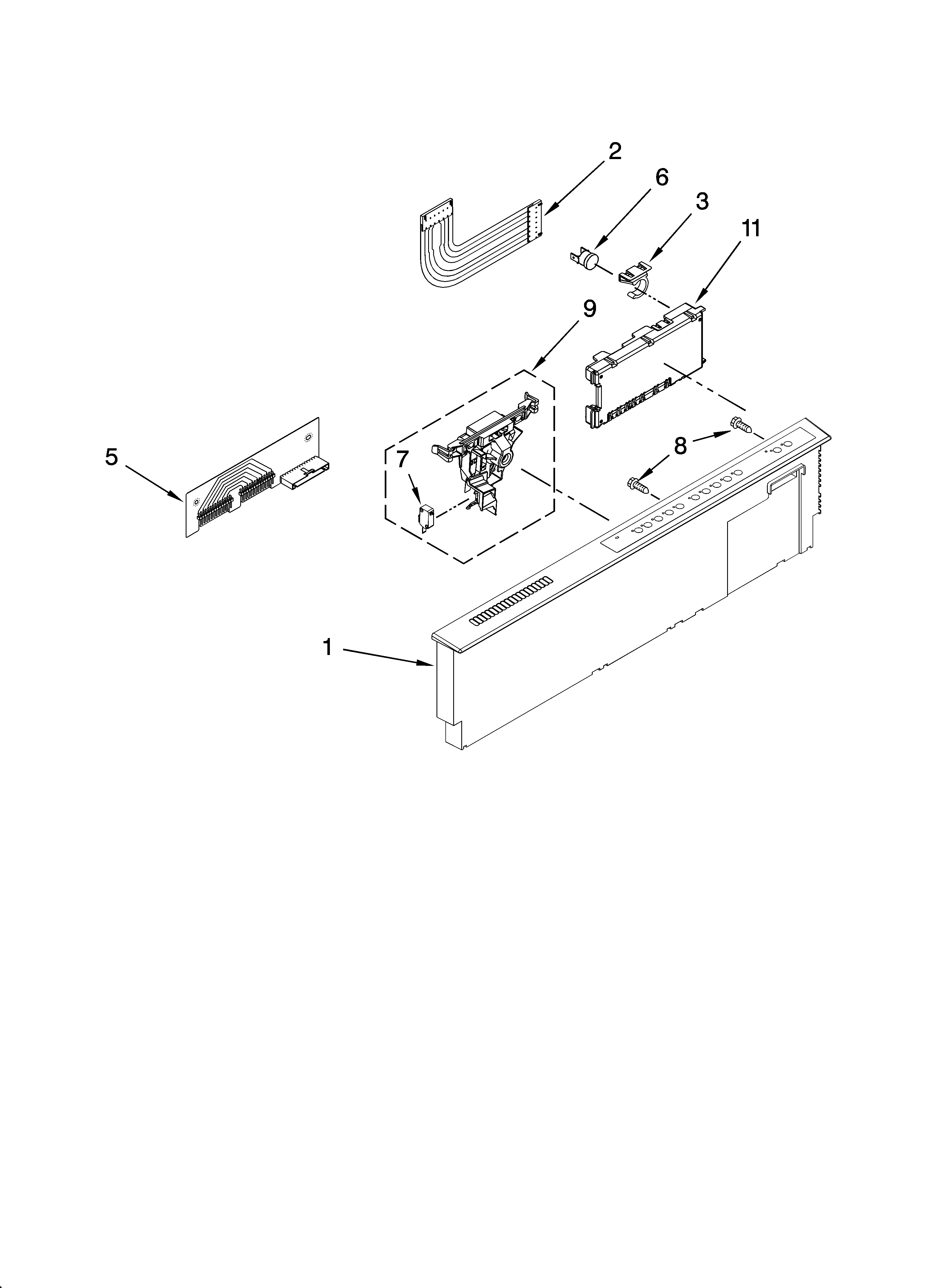 KitchenAid KUDS03STSS1 control panel parts diagram