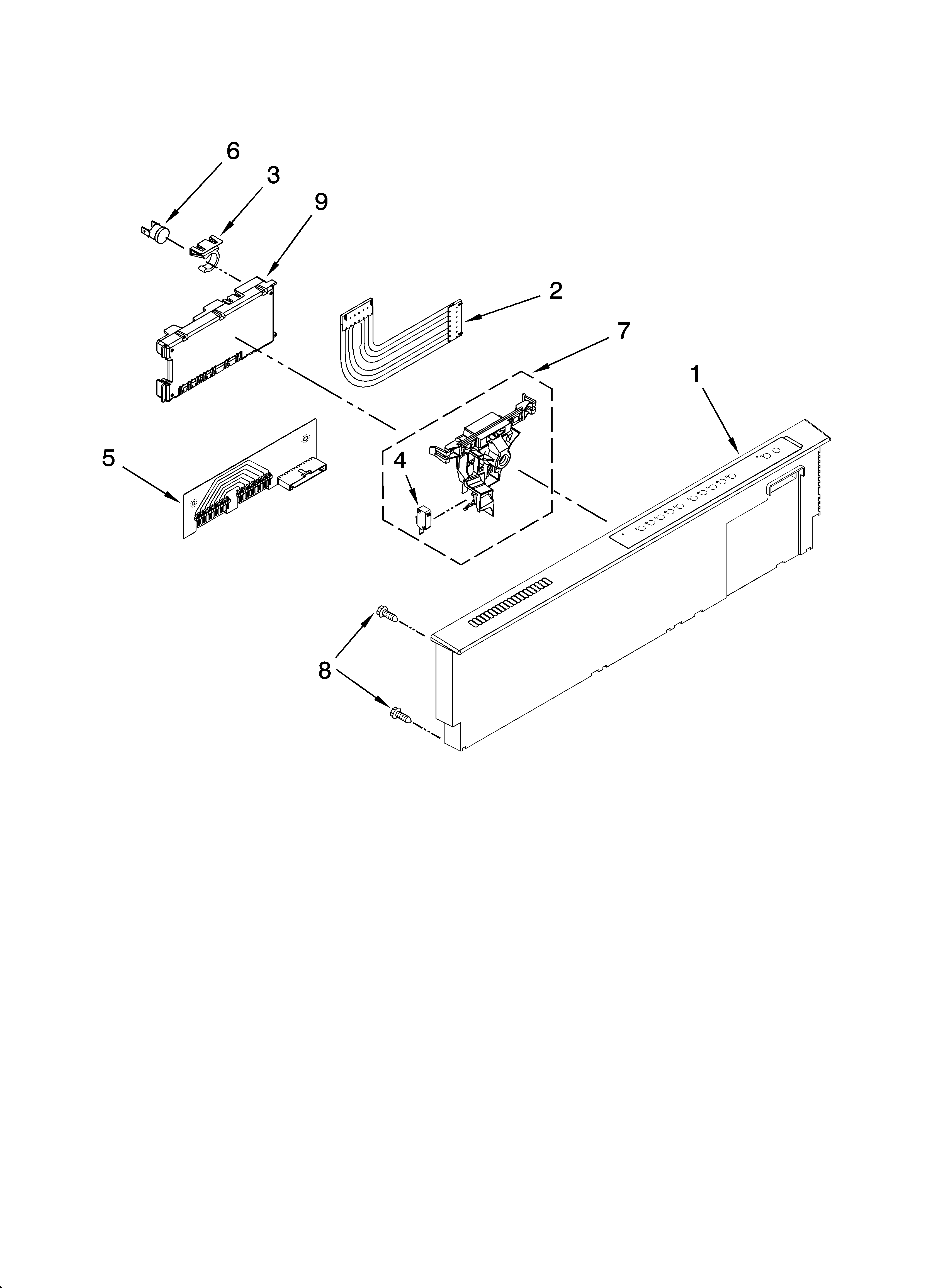 KitchenAid KUDT03STWH1 control panel parts diagram
