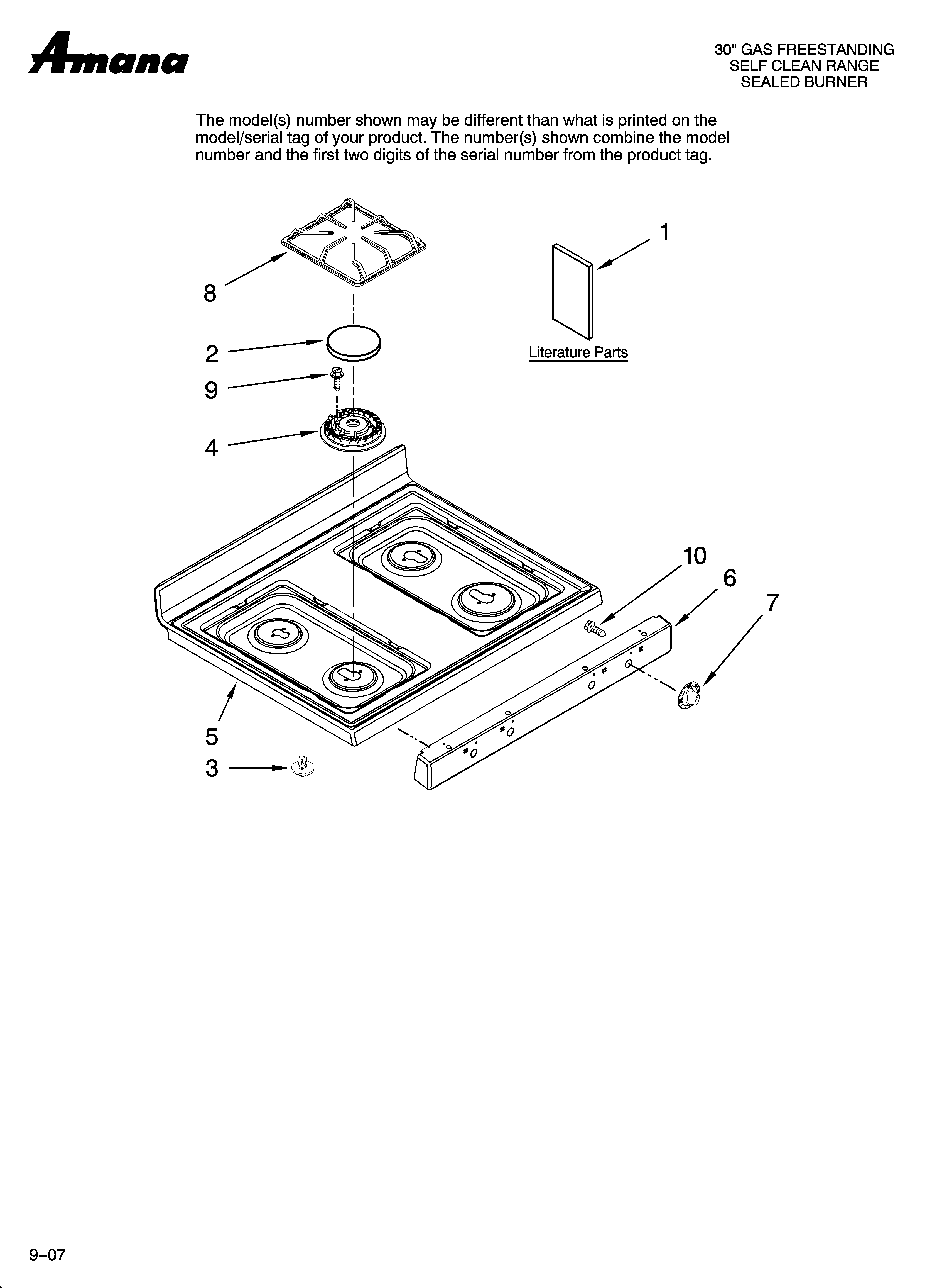 Amana AGR5725RDQ12 cooktop parts diagram